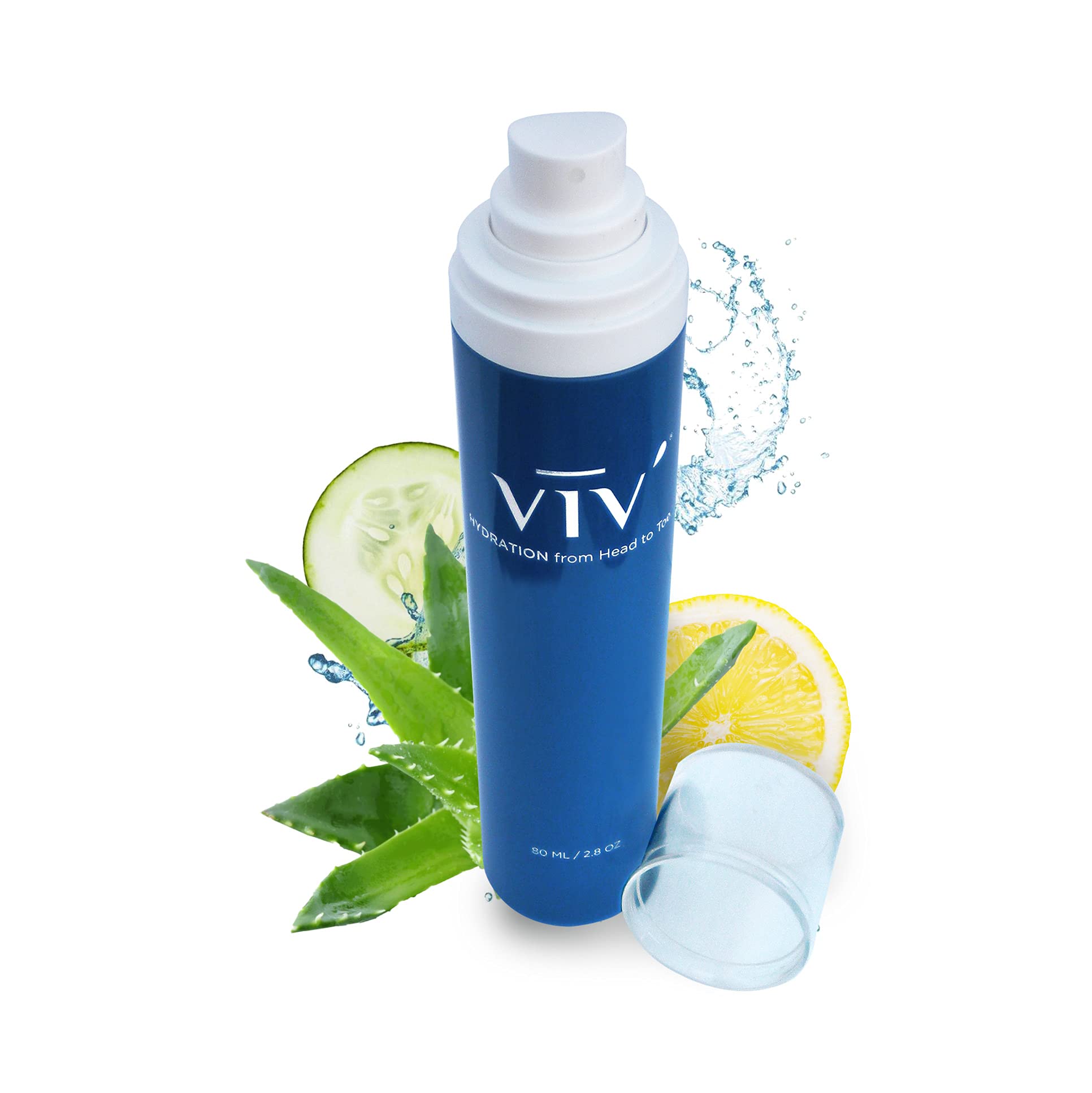VIV' HYDRATION Facial Mist & Body Spray - Soothing Rosewater Toner for Face & Skin - Hydrating, Refreshing & Calming - Perfect for Travel, Gym & Daily Skincare Routine (Blue Bottle)