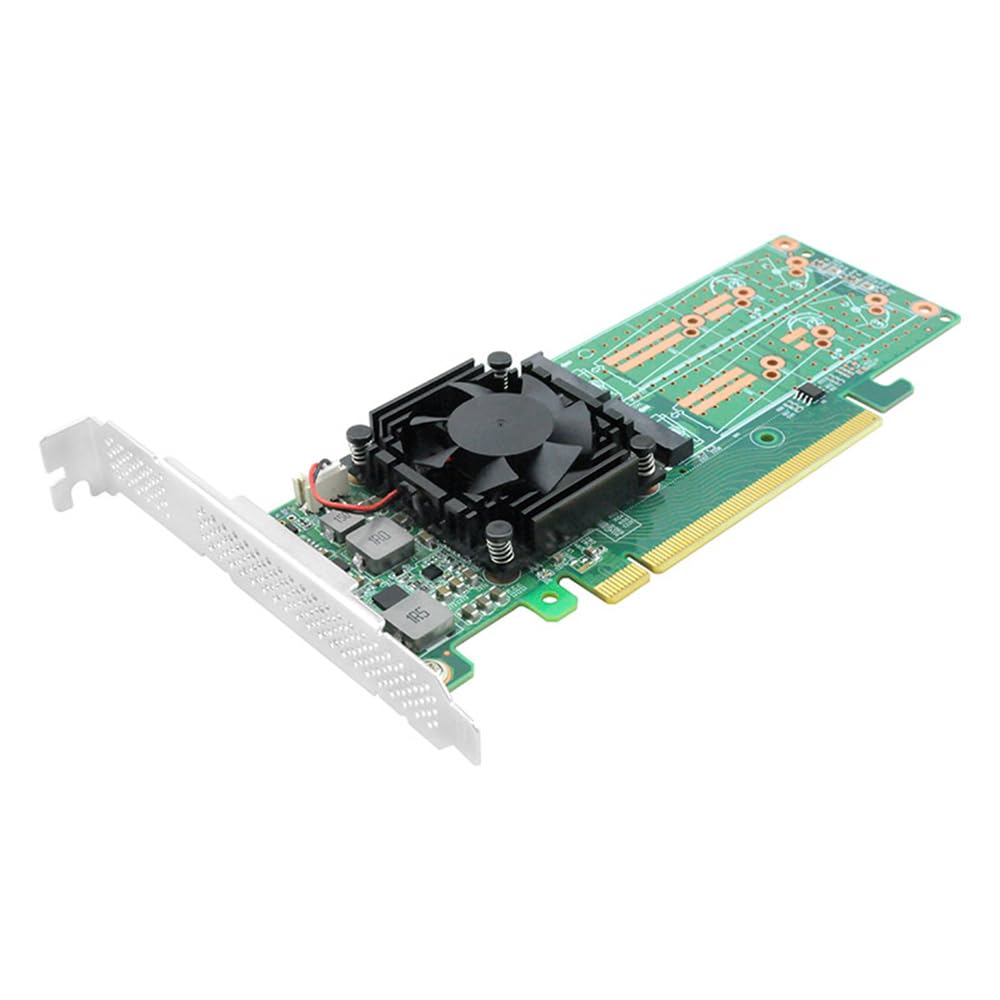 PCIe x16 to Quad M.2 NVMe SSD Adapter Card - High Speed SSD Expansion for Gaming PCs, Workstations & Data Servers | Perfect for 4K Video Editing, AI Computing & Large File Storage