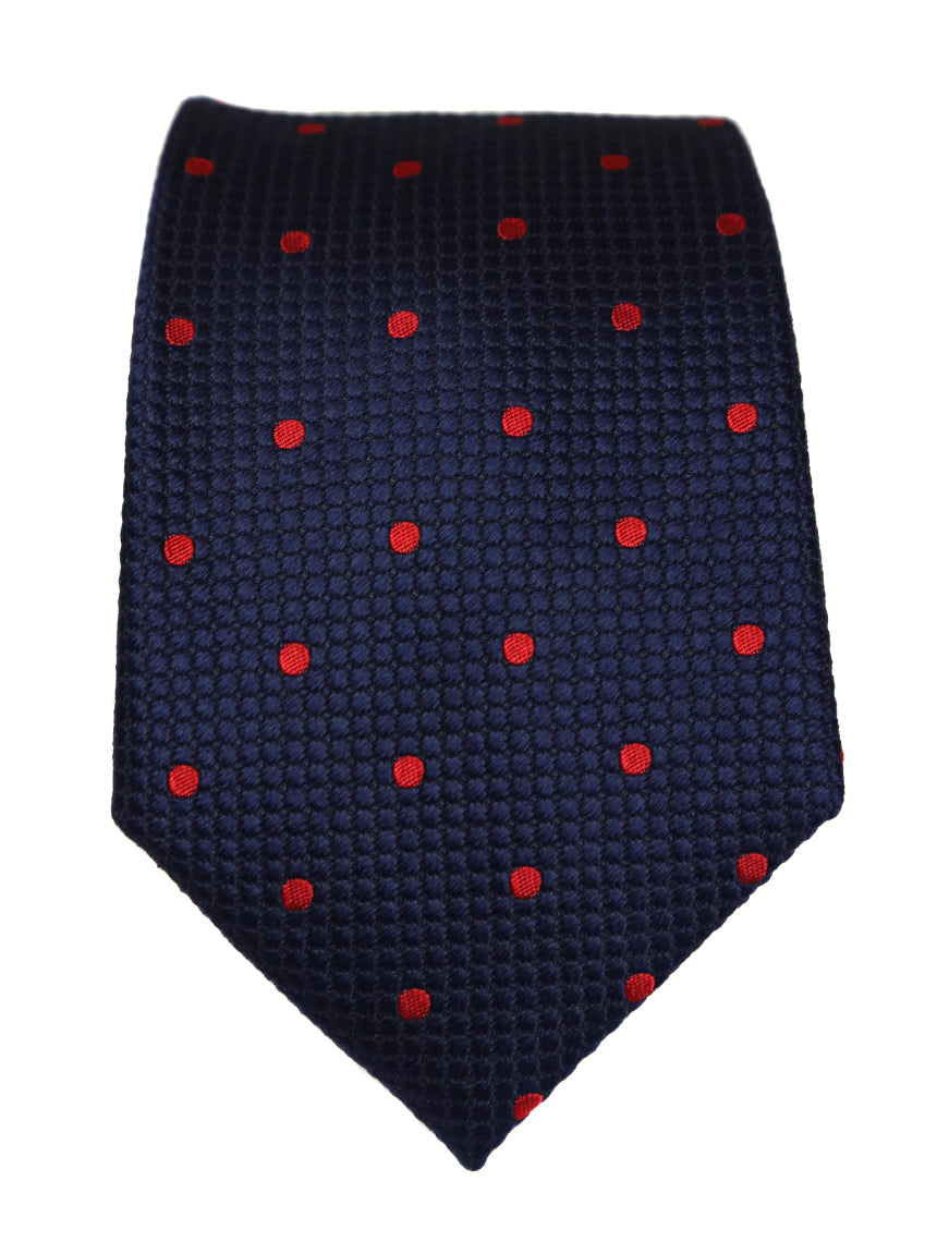 DÉCLIC Classic Spot Tie - Navy/Red Striped Necktie for Men | Elegant Formal & Business Attire | Perfect for Weddings, Office & Special Occasions