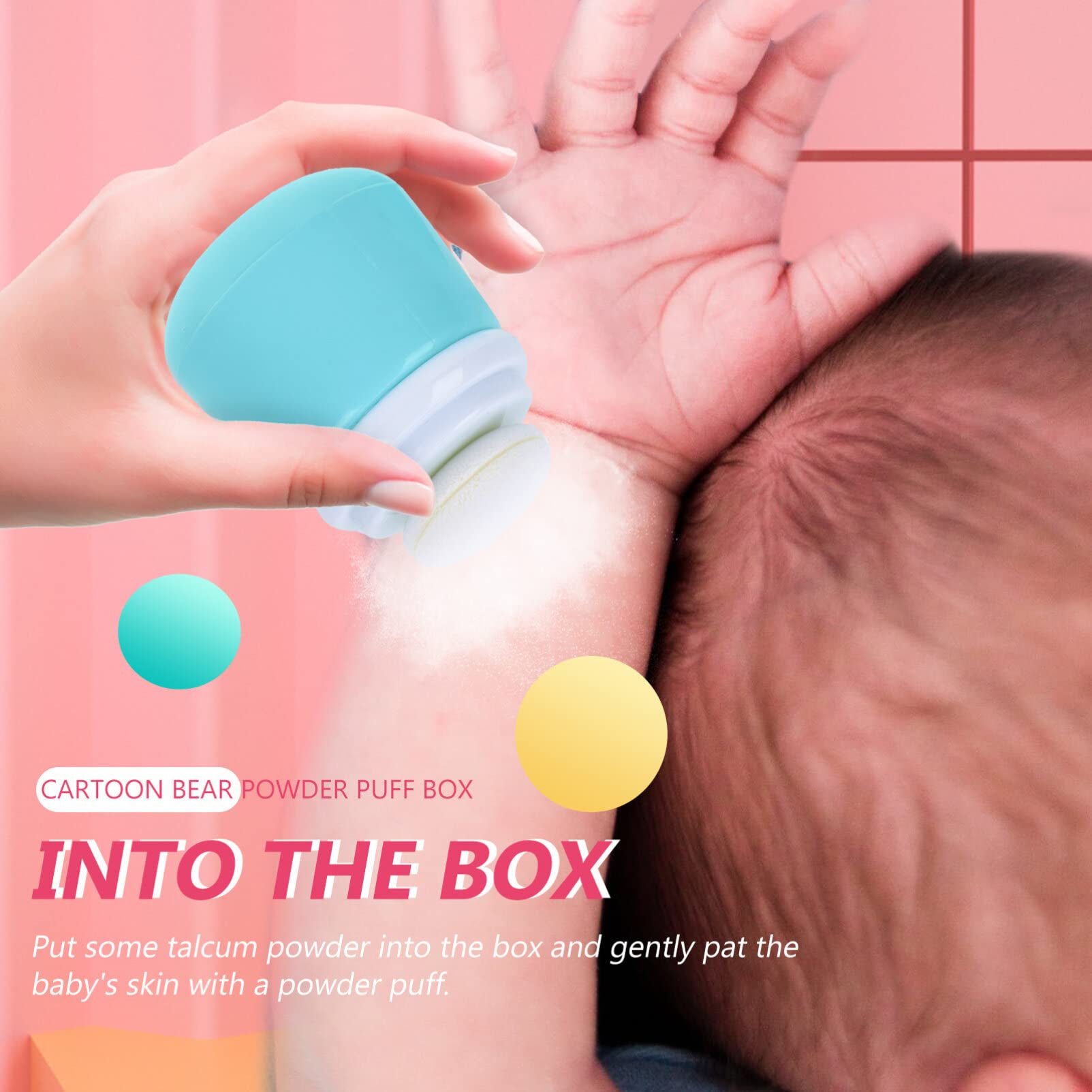 SOLUSTRE Puff Box - Cute Cartoon Bear-Shaped Empty Talcum Powder Container for Baby Care | Baby Body Powder Sponge Storage Case | Perfect for Nursery, Baby Shower Gifts & Travel (Blue)