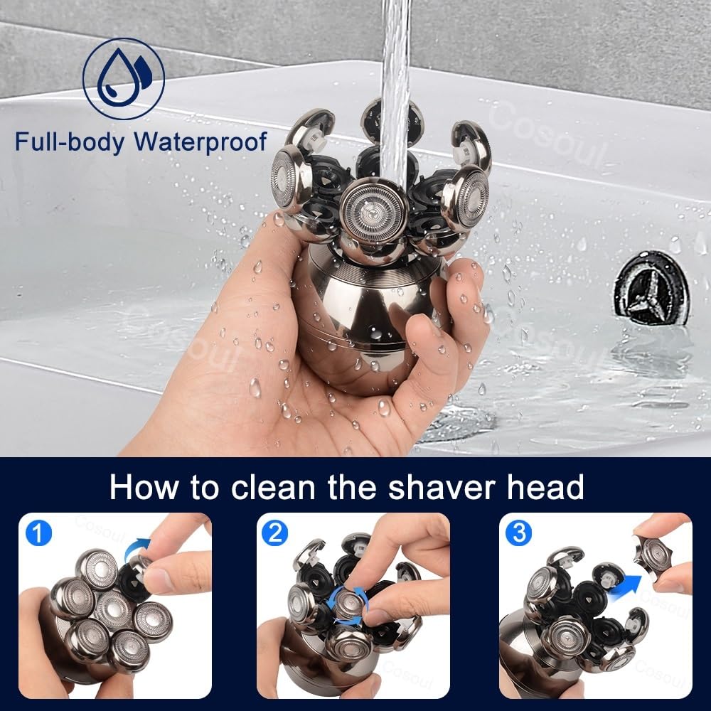 Professional 5-in-1 Electric Head Shaver for Men - Bald Head Shaver, Beard Trimmer & Hair Clipper | Smooth Shaving Machine for Bald Men | Perfect for Home, Travel & Grooming Kits