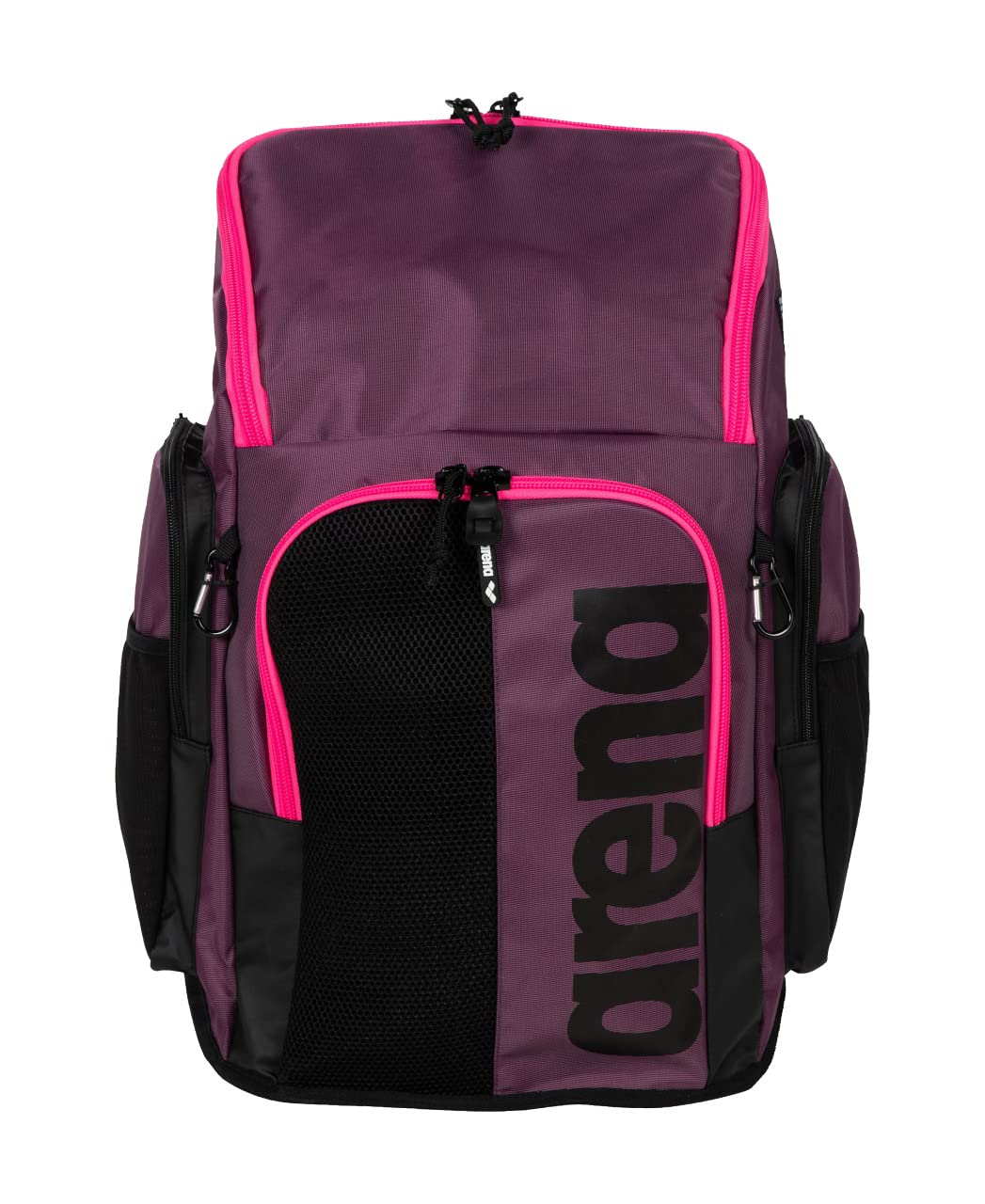 Arena Spiky III Backpack 45L - Large Waterproof Swim Bag for Men & Women - Gym & Sports Training Equipment - Durable Rucksack for Swimming Athletes - Plum/Neon Pink - Perfect for Pool, Beach & Travel