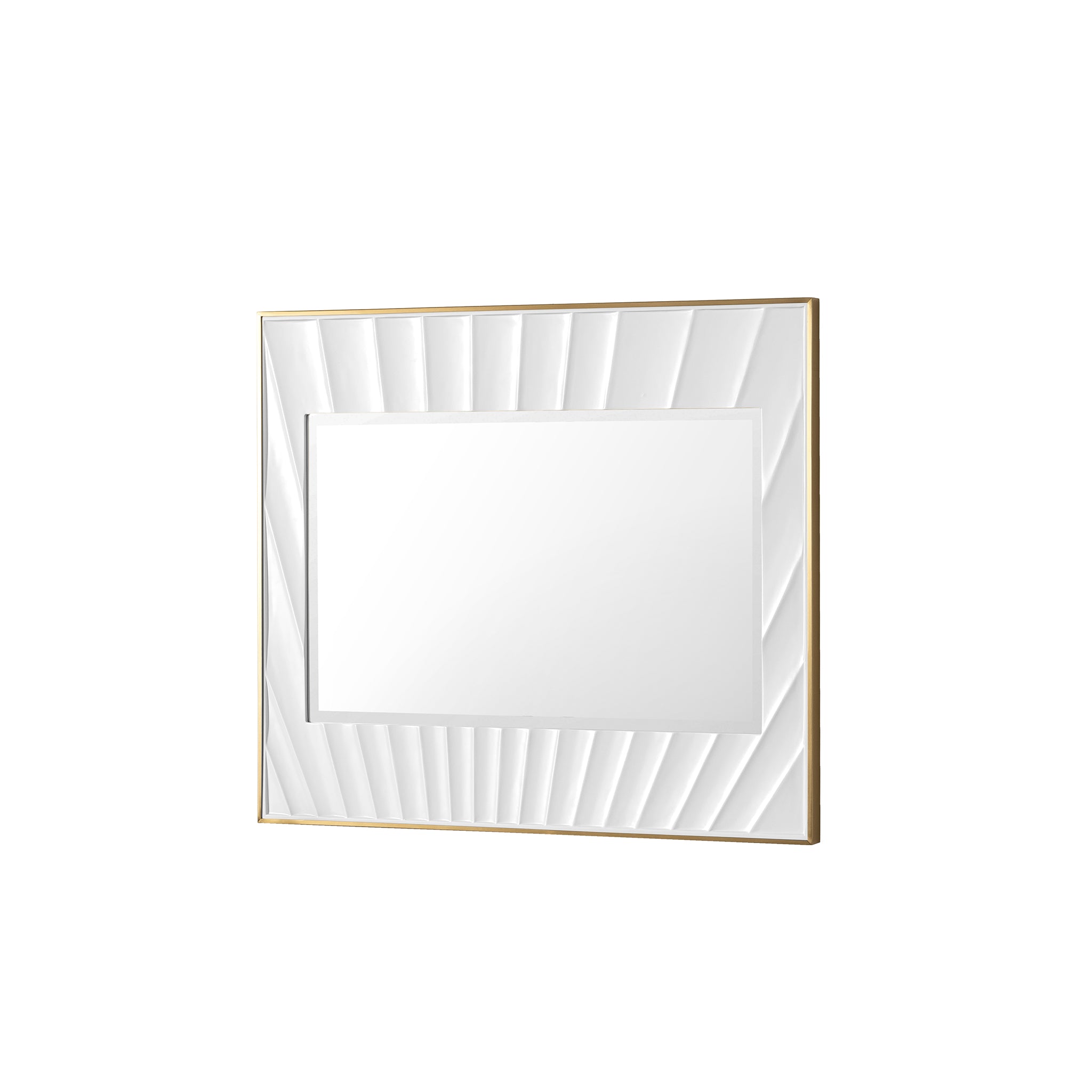 Soleil 36 Inch Round Wall Mirror - Matte White Frame with Gold Accents for Living Room, Bedroom & Bathroom Decor