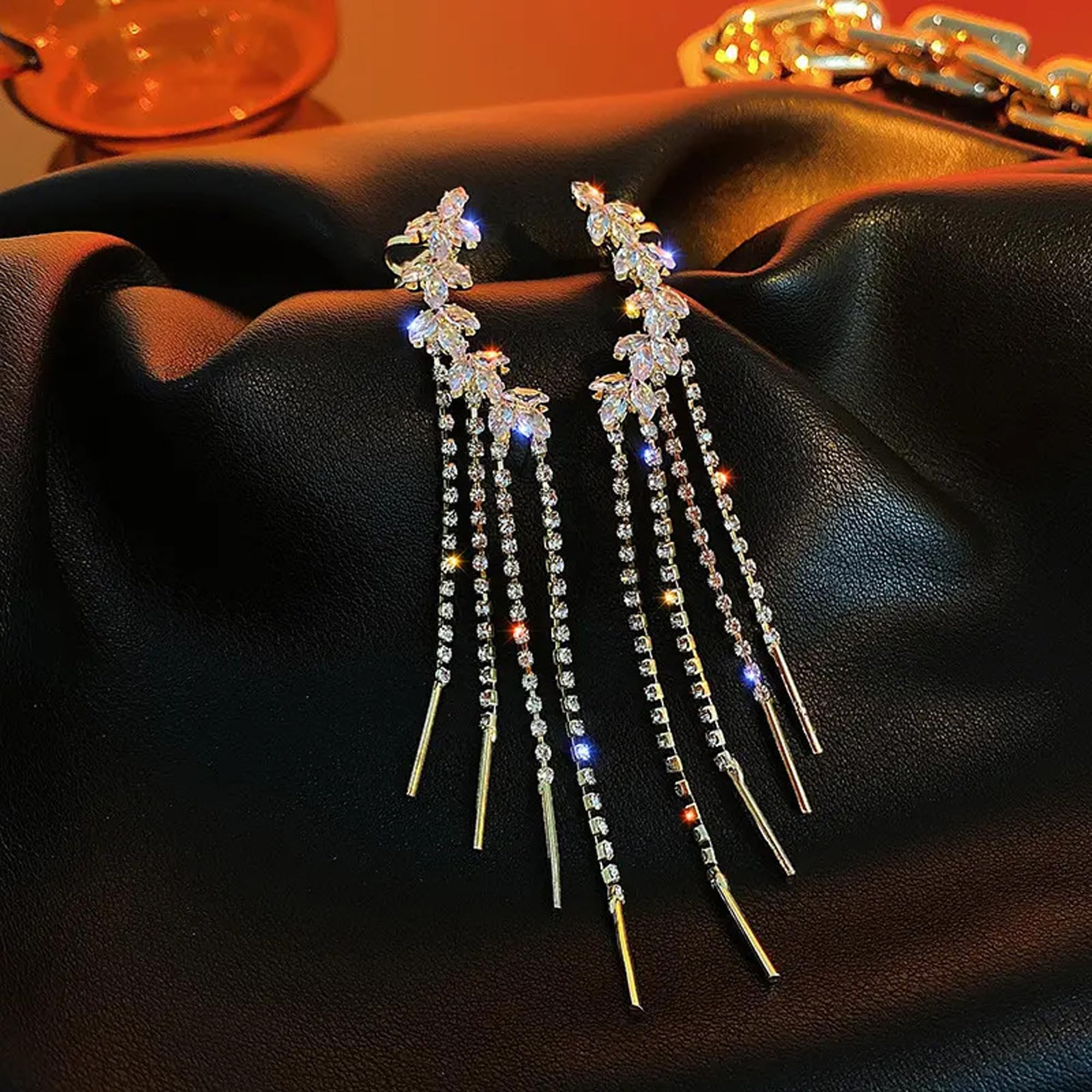 Gold Plated Korean Long Tassel Drop Earrings for Women - Fashion Frill Dangle Earrings Jewelry Gift for Girls | Perfect for Parties, Weddings & Date Nights