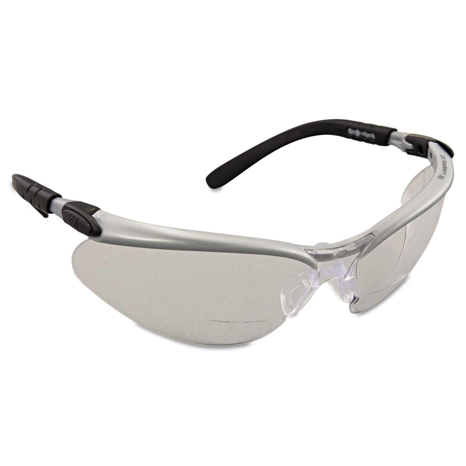 3M™ BX Molded In Diopter Safety Glasses - 1.5+ Magnification, Silver/Black Frame, Clear Lens (20-Pack) - Perfect for Reading, Lab Work & Industrial Safety