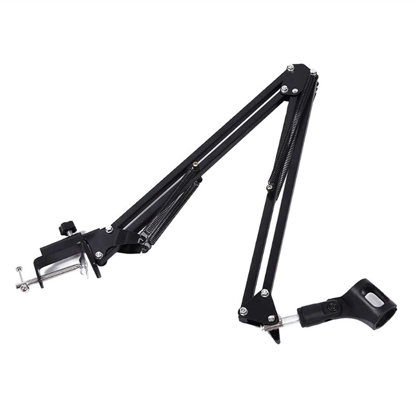 Adjustable Extendable Microphone Stand with Suspension Boom Scissor Arm & Table Mounting Clamp - Professional Recording Mic Holder (Black) - Perfect for Podcasting, Streaming, Voiceovers & Home Studio Setup