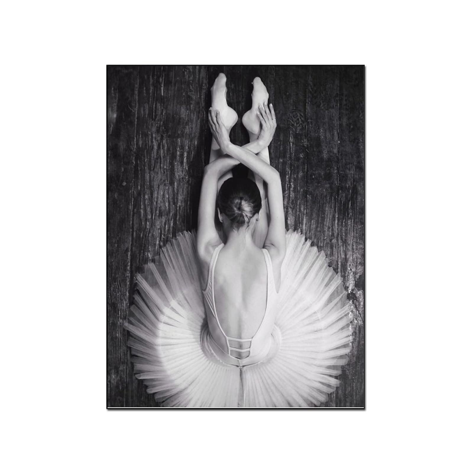 Black & White Ballerina Canvas Wall Art - Vintage Oil Painting Print, Modern Home Decor for Living Room, Bedroom & Office - Set of 2 | Perfect for Dance Studios, Ballet Themed Rooms & Elegant Interior Design