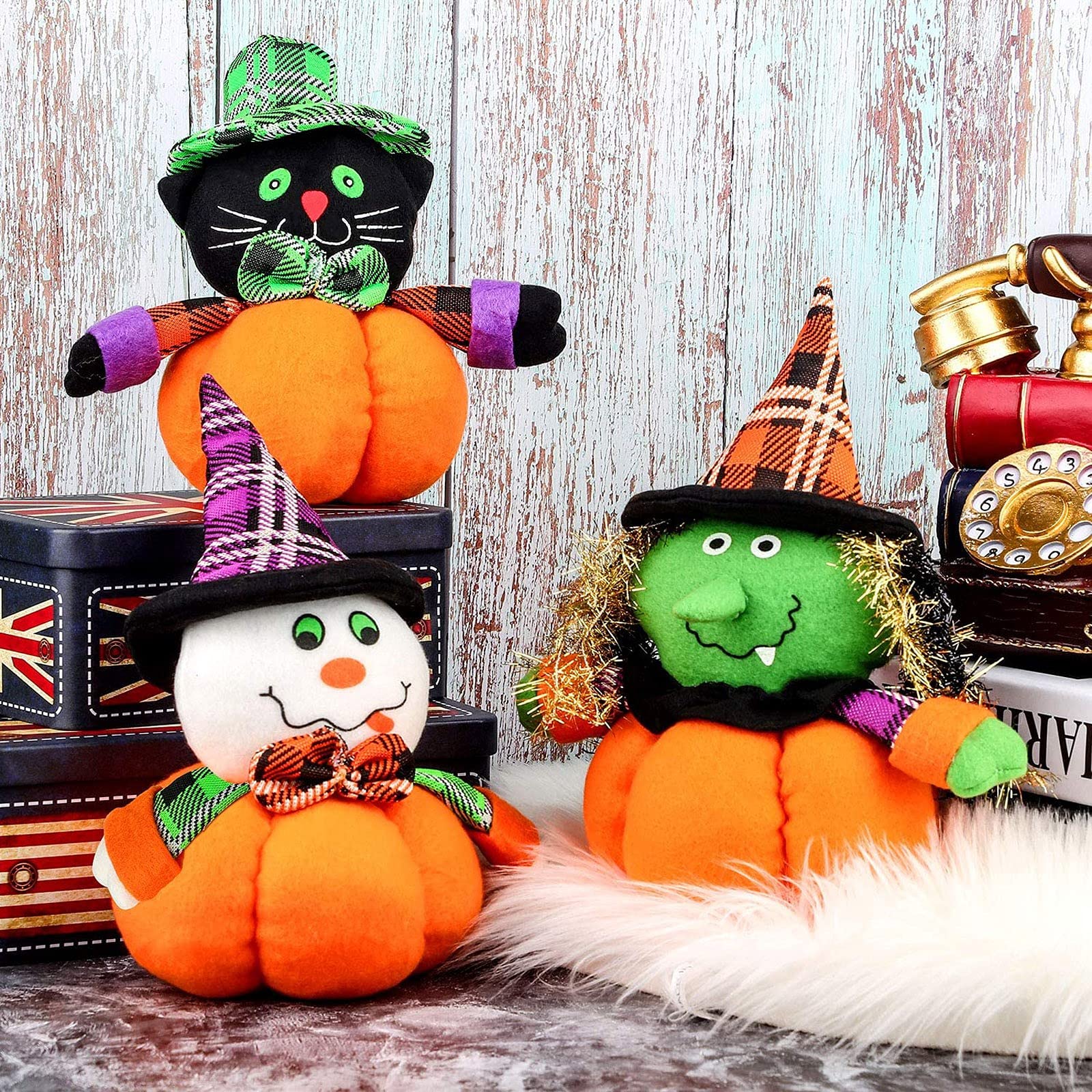 Halloween Decorations Set - Spooky Gnomes, Pumpkin Stuffed Witch & Black Cat Ornaments for Halloween Tree | Indoor & Outdoor Party Decor, Home, Yard, Office Halloween Display