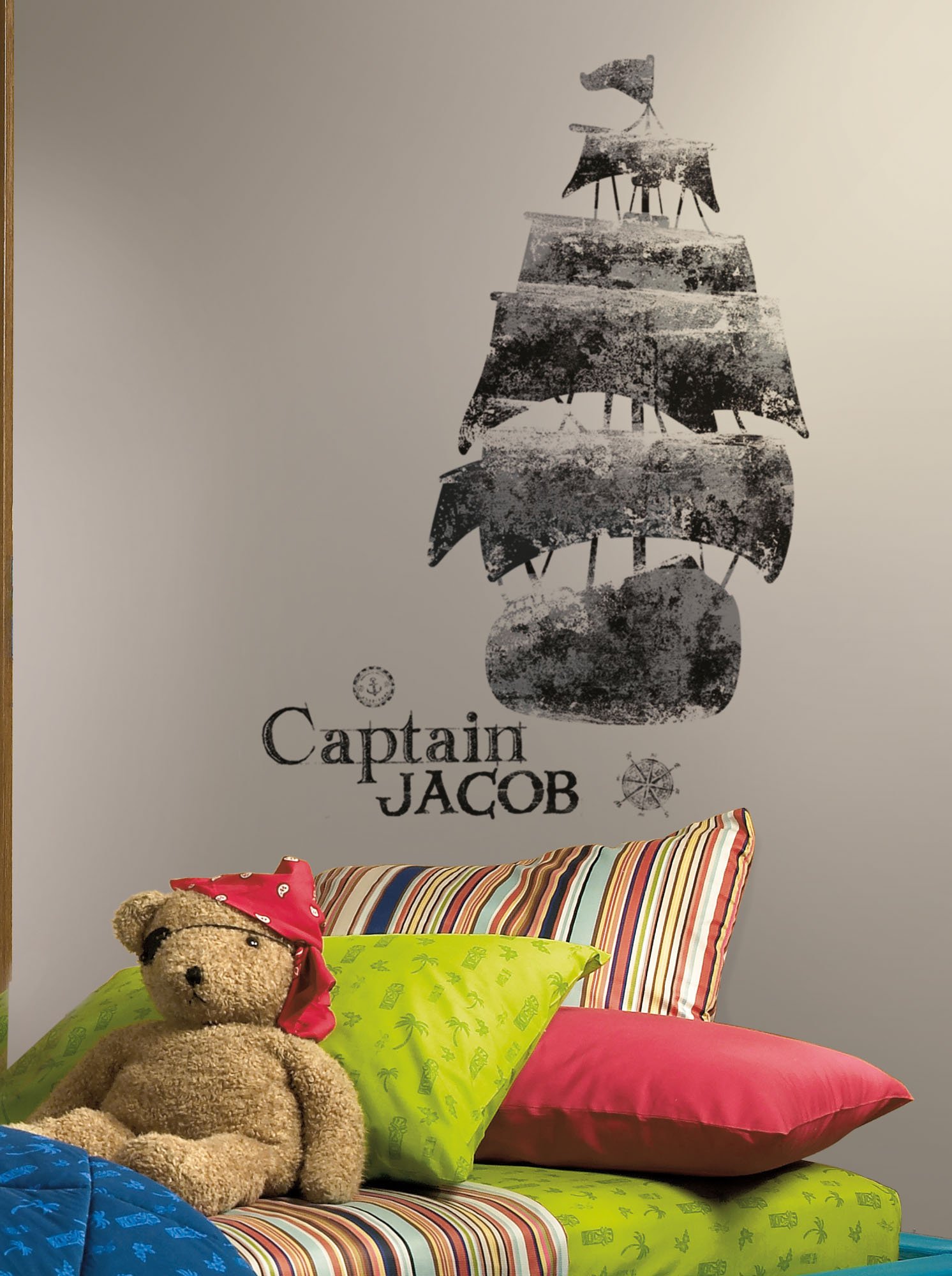 RoomMates RMK2321GM Personalized Captain Peel and Stick Giant Wall Decals - Perfect for Kids Bedroom, Nursery, Playroom & Dorm Decor