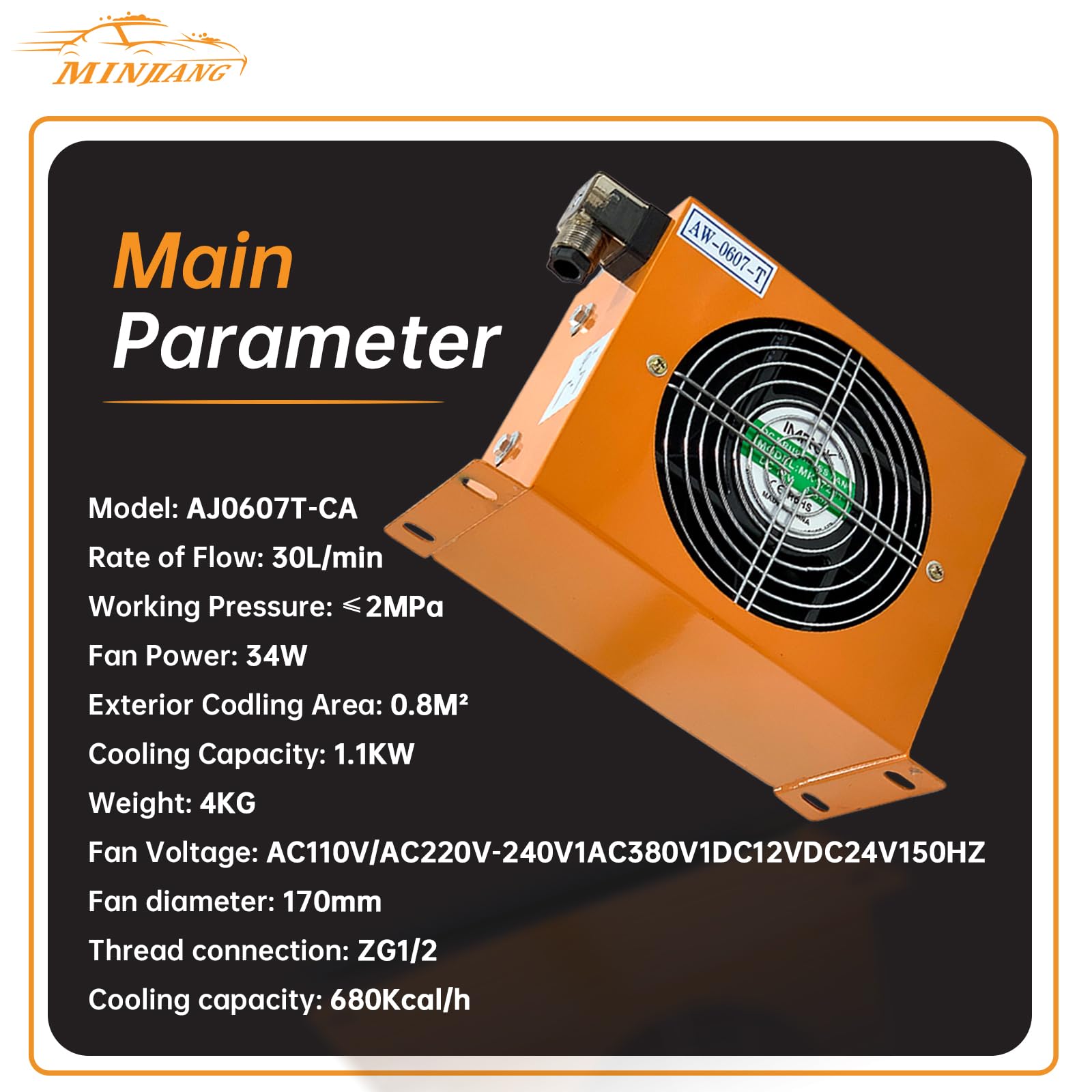12V Hydraulic Air Oil Cooler - 20L/Min Air-Cooled Oil Radiator Heat Exchanger for Heavy Machinery & Industrial Equipment | Perfect for Tractors, Excavators & Hydraulic Systems