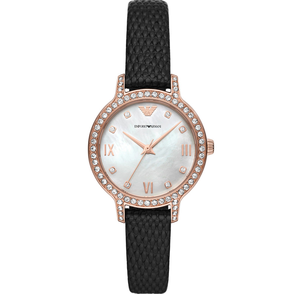 Emporio Armani AR11485 Cleo Stone Set Women's Watch - Luxury Stainless Steel Bracelet with Crystal Accents for Business & Evening Wear