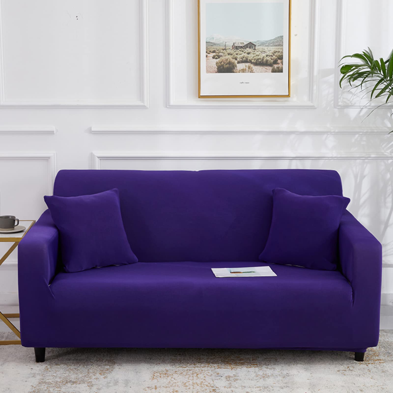 Washable Sofa Slipcover - Comfortable Solid Color Furniture Protector for Pets & Kids - XXL 5-Seater Couch Cover with Ties - Perfect for Living Room, Home Decor & Indoor Use