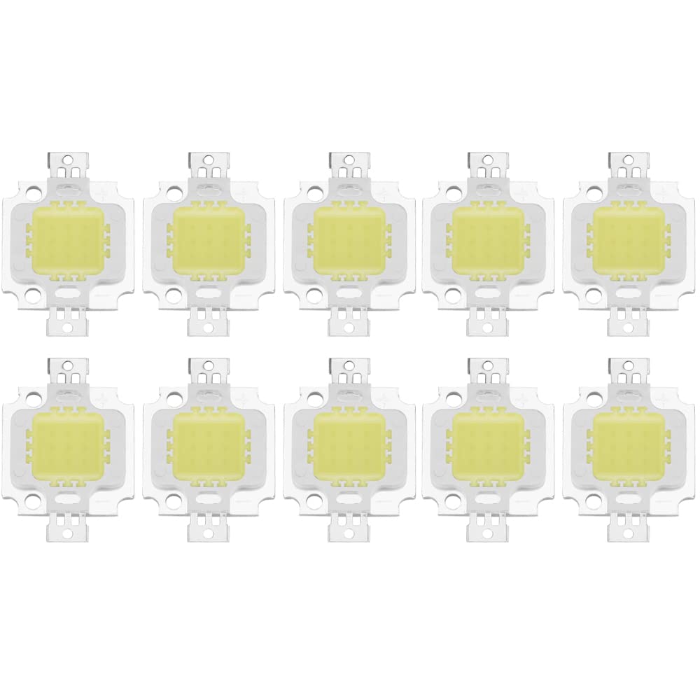10-Pack MONEYN 10W COB SMD LED Flood Light Chips - High Power, High Brightness Integrated Light Source for Outdoor Landscape Lighting, Stage Effects, and Architectural Illumination