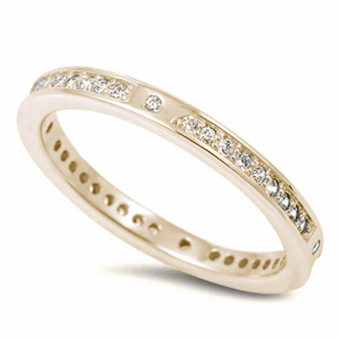 2mm Round Cubic Zirconia Eternity Wedding Band - 925 Sterling Silver Ring for Women (Choose Your Color) | Perfect for Anniversaries, Engagements & Bridal Jewelry Gifts