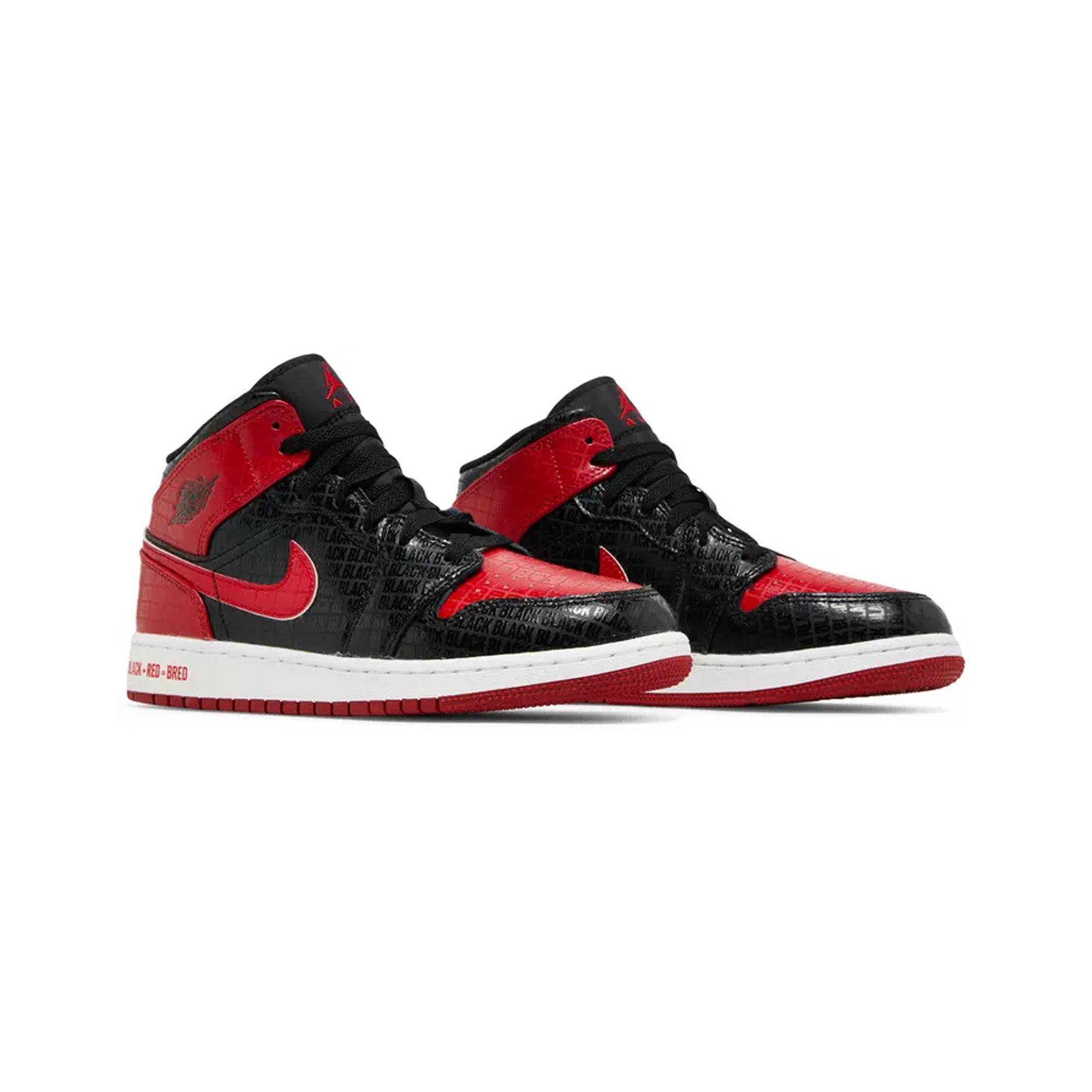 Air Jordan 1 Mid SS 'Bred Text' GS Sneakers for Girls (2022) - Stylish Basketball Shoes for School, Sports & Street Fashion