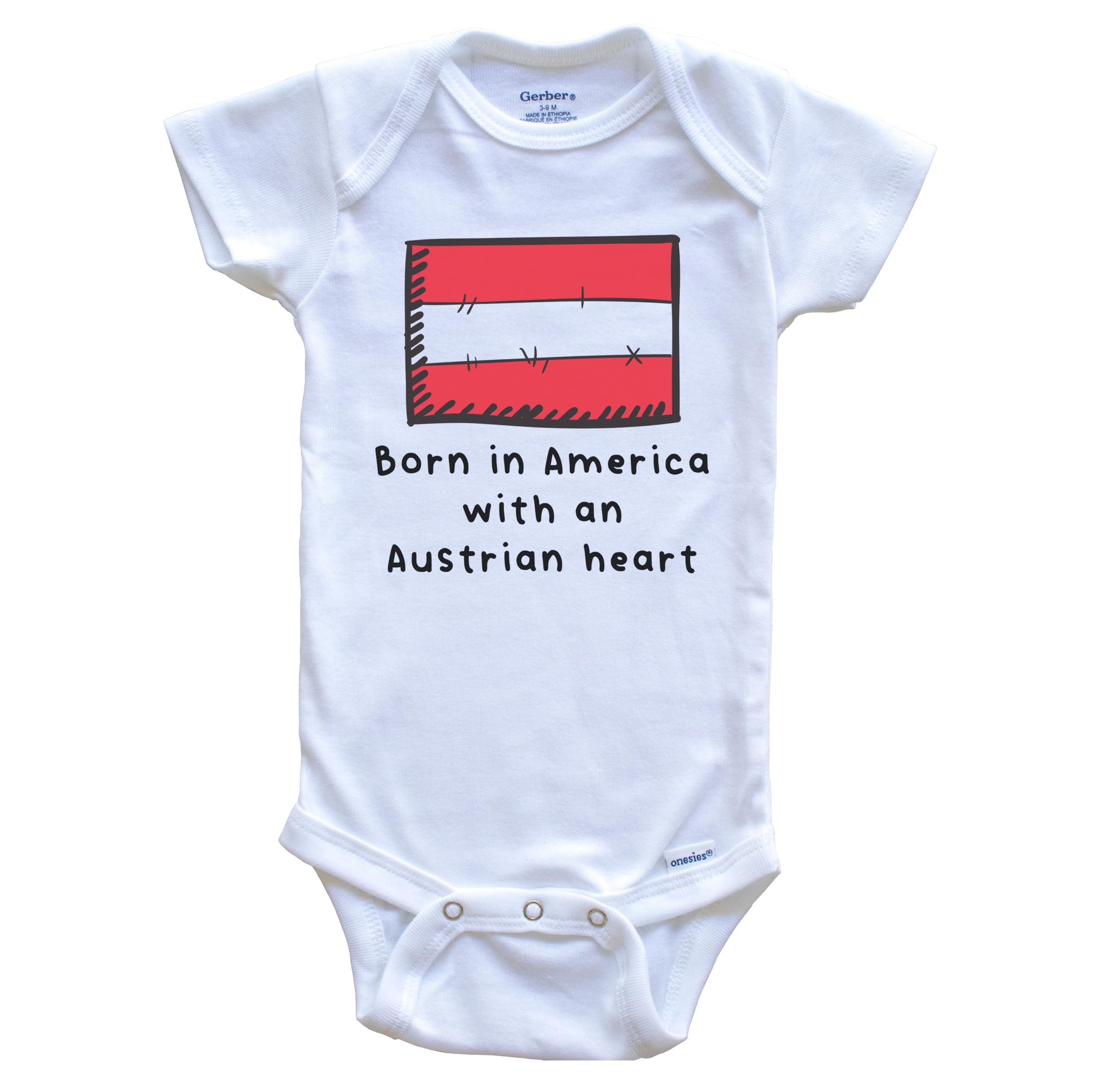 Adorable Austria Flag One-Piece Baby Bodysuit - American Made with Austrian Charm | Perfect for Newborn Photoshoots, Cultural Celebrations & Gift-Giving