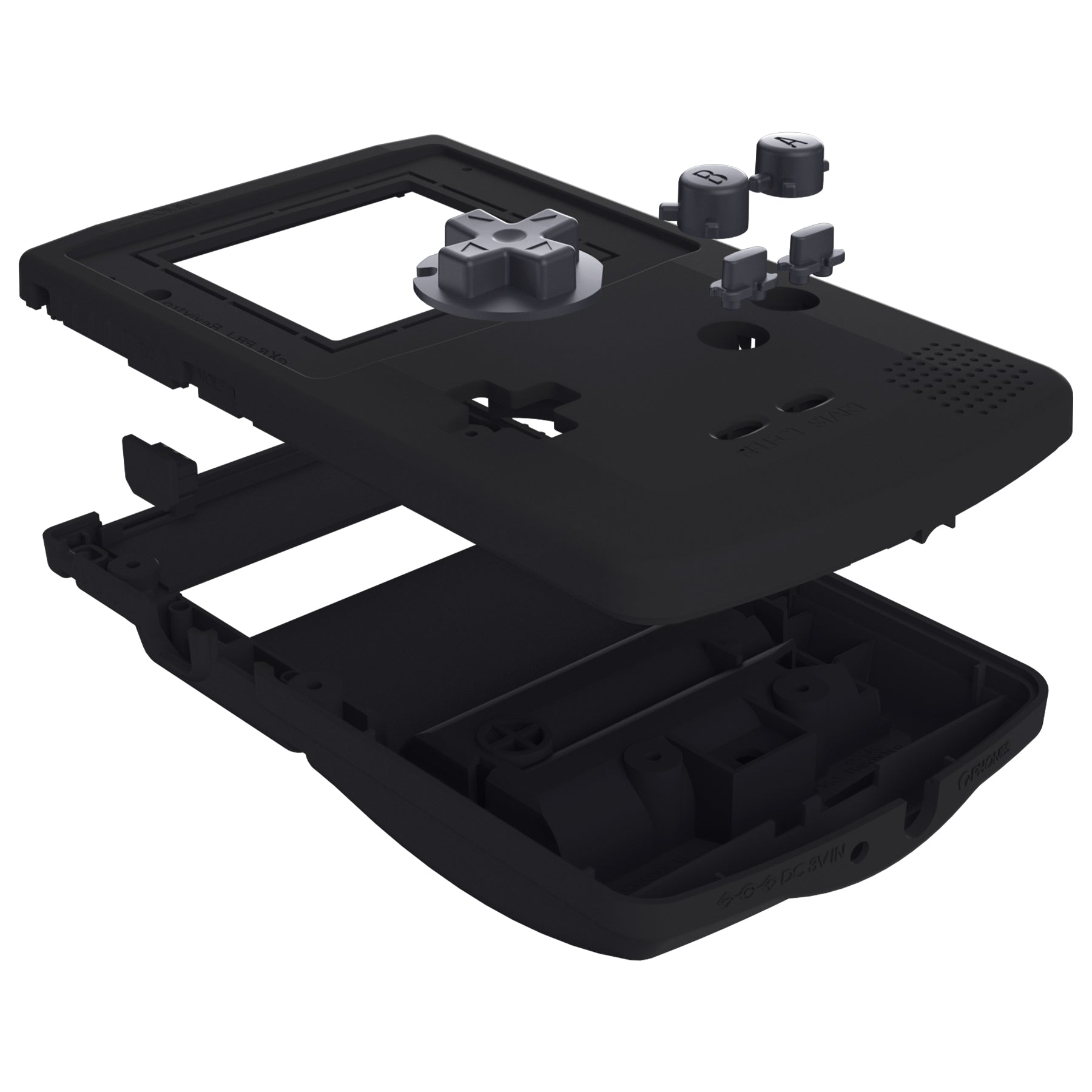 eXtremeRate IPS Ready Upgraded Black GBC Replacement Shell Full Housing Cover with Buttons for Gameboy Color - Compatible with GBC OSD IPS, Regular IPS & Standard LCD Screens (Console & IPS Screen Not Included) - Perfect for Gameboy Color Modding, Repair and Customization Projects - QCBP3013