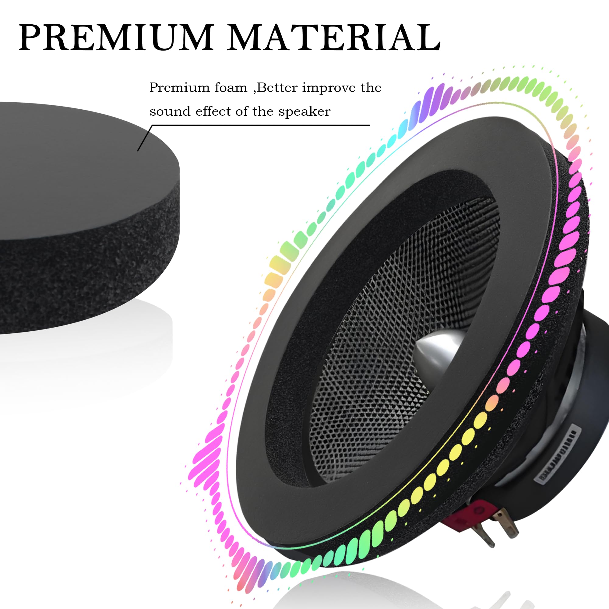 4PCS 3-in-1 Car Speaker Foam Rings with Self-Adhesive - Universal Fit for 6