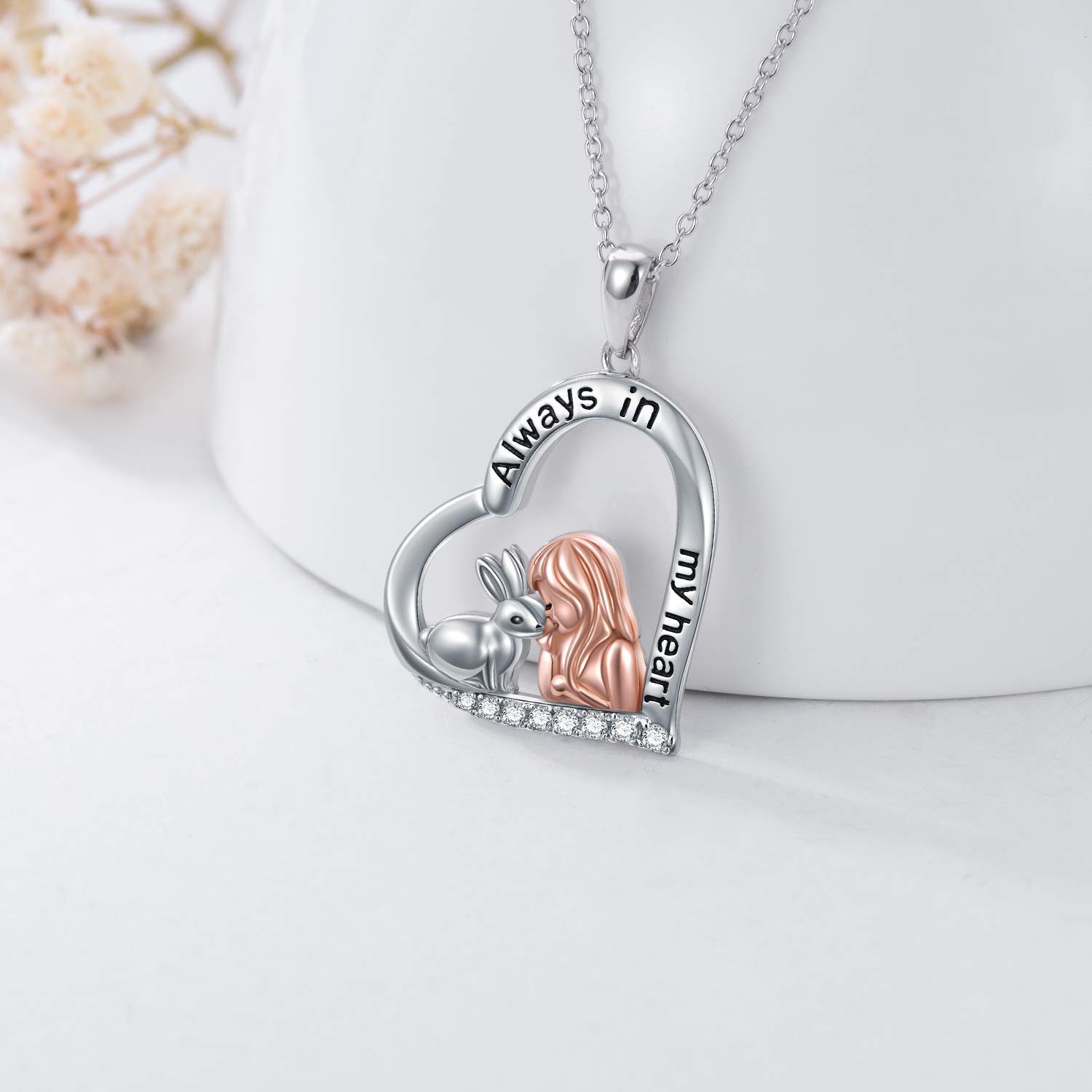 Sterling Silver Rabbit Heart Pendant Necklace - Cute Bunny Jewelry Gift for Women, Daughter, Girlfriend | Perfect for Valentine's Day, Birthday, Anniversary & Everyday Wear