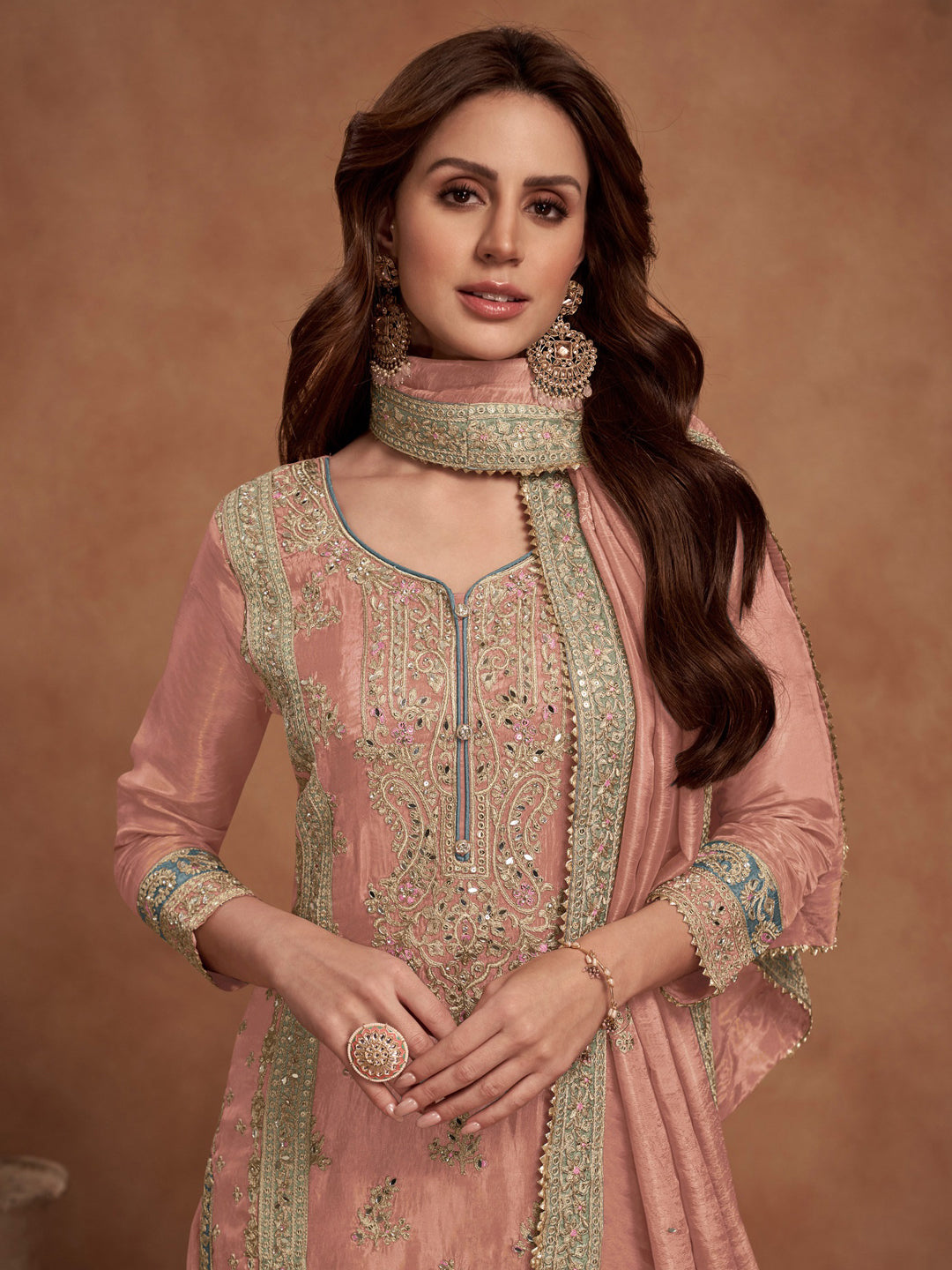 Elegant Baby Pink Designer Semi-Stitched Palazzo Suit with Exquisite Embroidery - Perfect for Weddings, Parties & Special Occasions