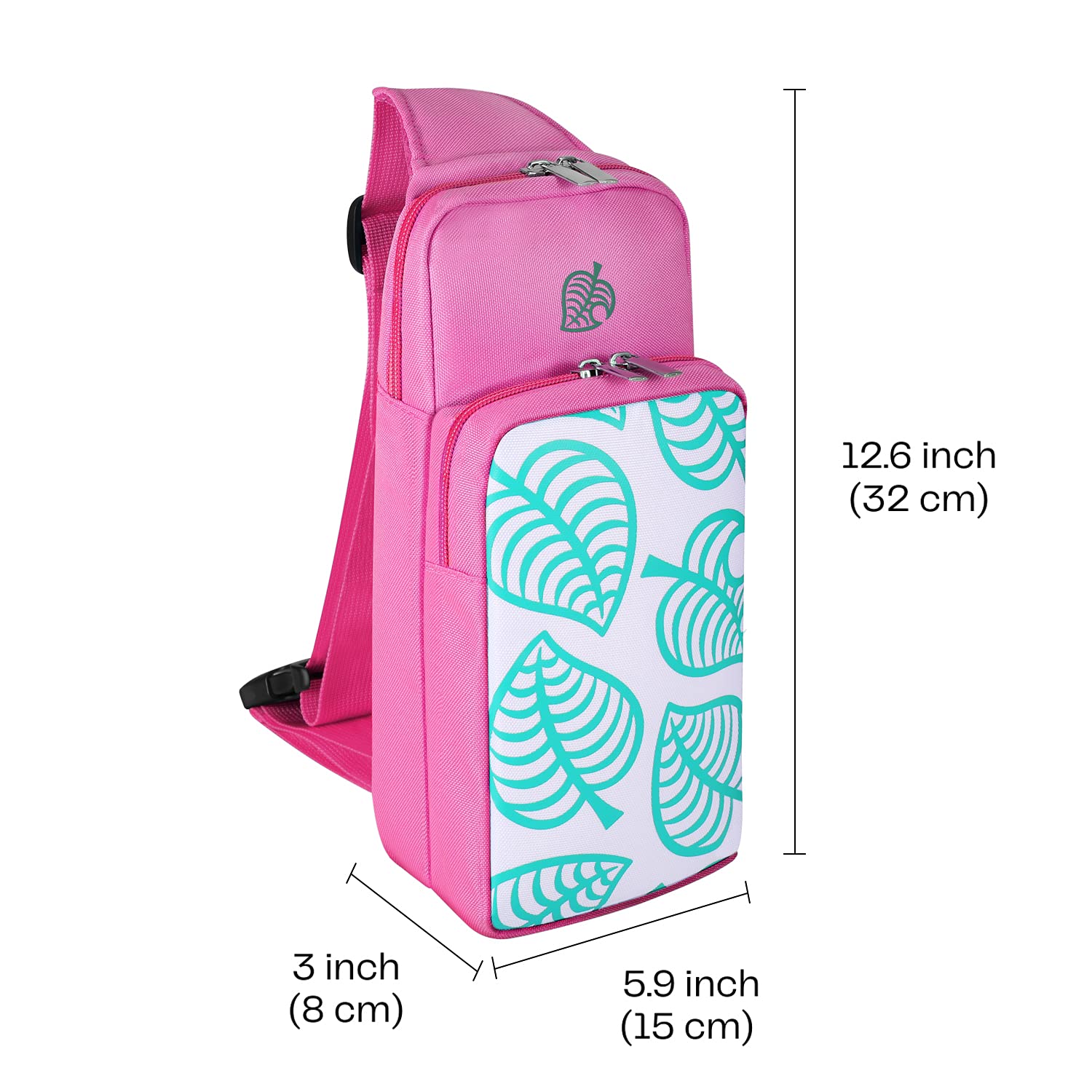 Cute Pink TNP Travel Shoulder Bag for Nintendo Switch & Switch Lite - Portable Carrying Case Compatible with Animal Crossing Games, Console & Dock Charger - Perfect for Travel, Commuting & Gaming On-The-Go