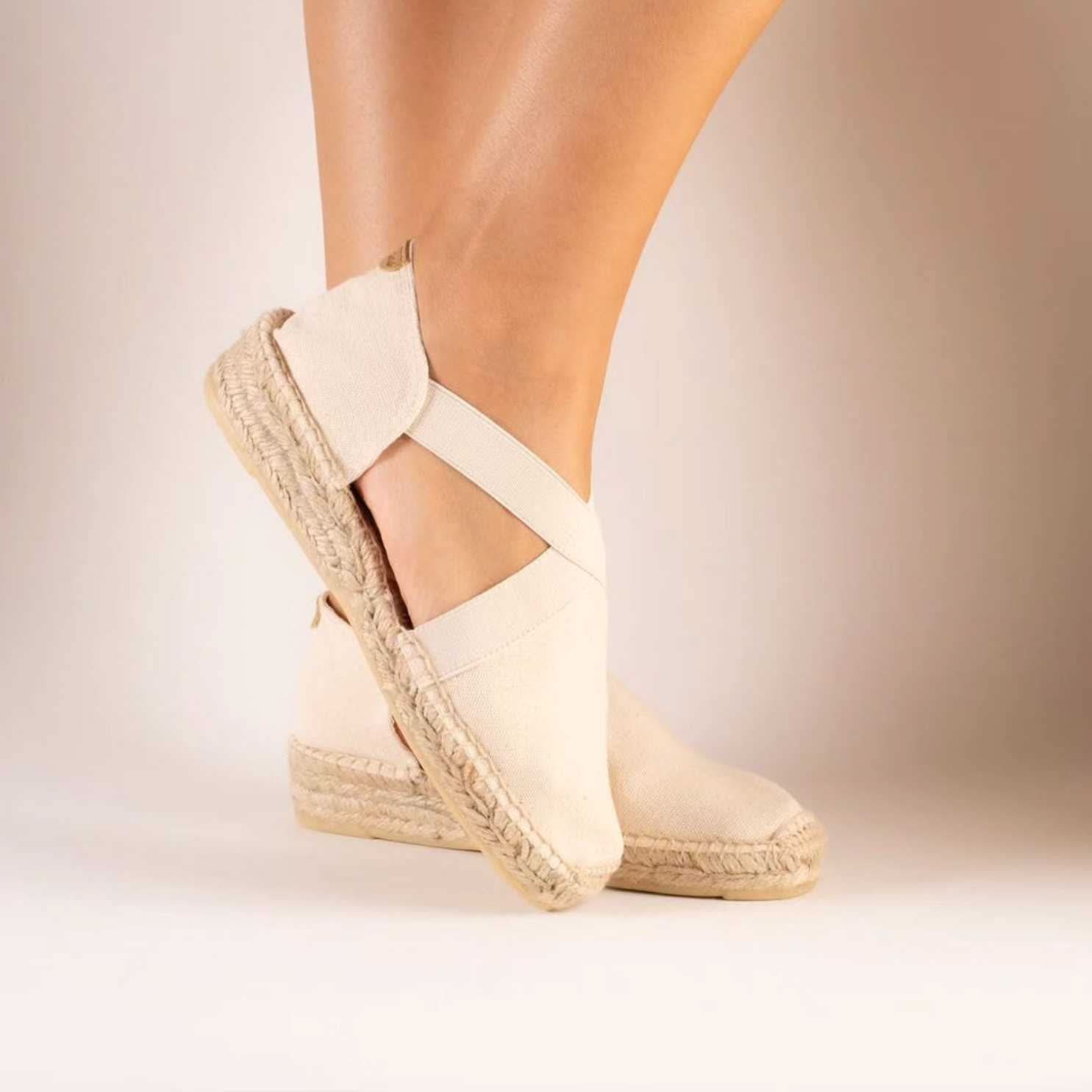Women's Canvas Espadrille Shoes with Comfortable Jute Sole & Elastic Design - Perfect for Summer, Beach, and Casual Outings