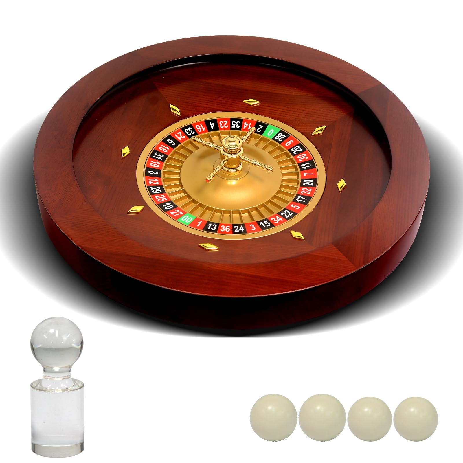 Premium 18-Inch Dark Wooden Roulette Wheel with Casino-Grade Precision Bearings - Professional Roulette Set for Adults, Game Nights, Casino Parties & Home Entertainment