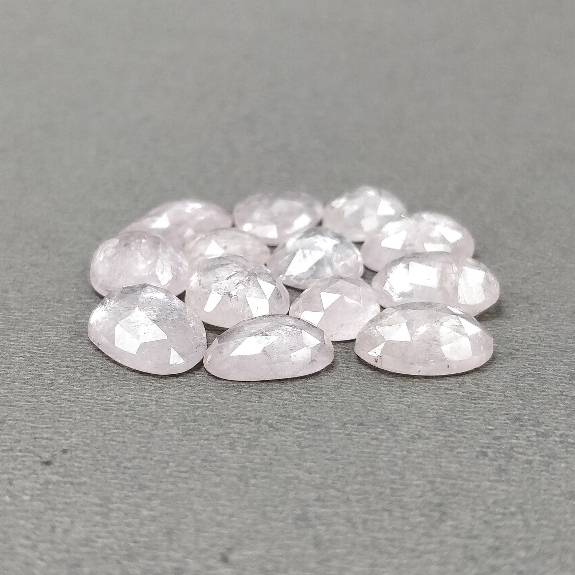 Natural Untreated Pink Morganite Gemstone Rose Cut - 38.15cts, 13pcs in 9.5x7.5mm & 12.5x9.5mm Uneven Egg Shapes for Jewelry Making & Engagement Rings