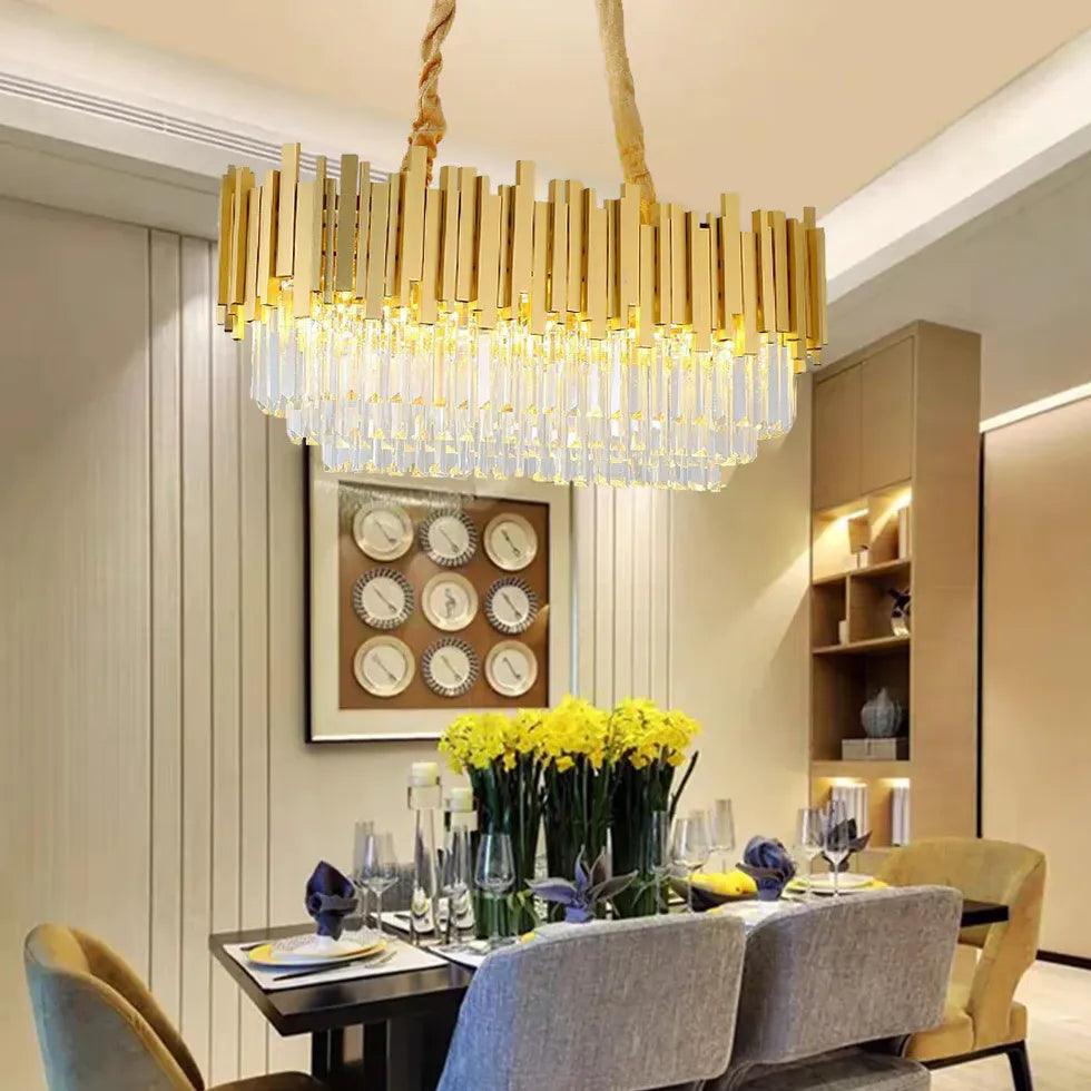 Modern Gold Trapezoid Pendant Light - Elegant Dining Room Chandelier for Kitchen Island, Breakfast Nook & Restaurant Lighting