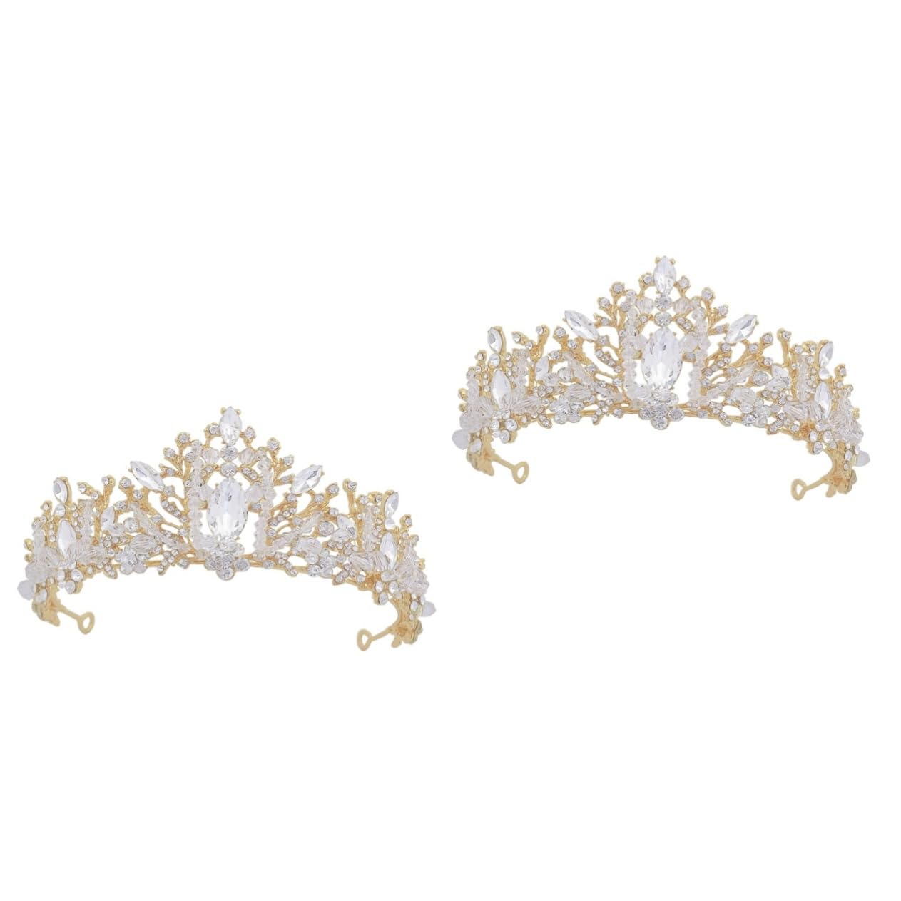 2 Pcs Silver Crystal Crown Tiaras for Women - Rhinestone Bridal Headpiece for Wedding, Prom & Special Occasions | Elegant Alloy Hair Accessories for Bride, Party & Ceremony Events