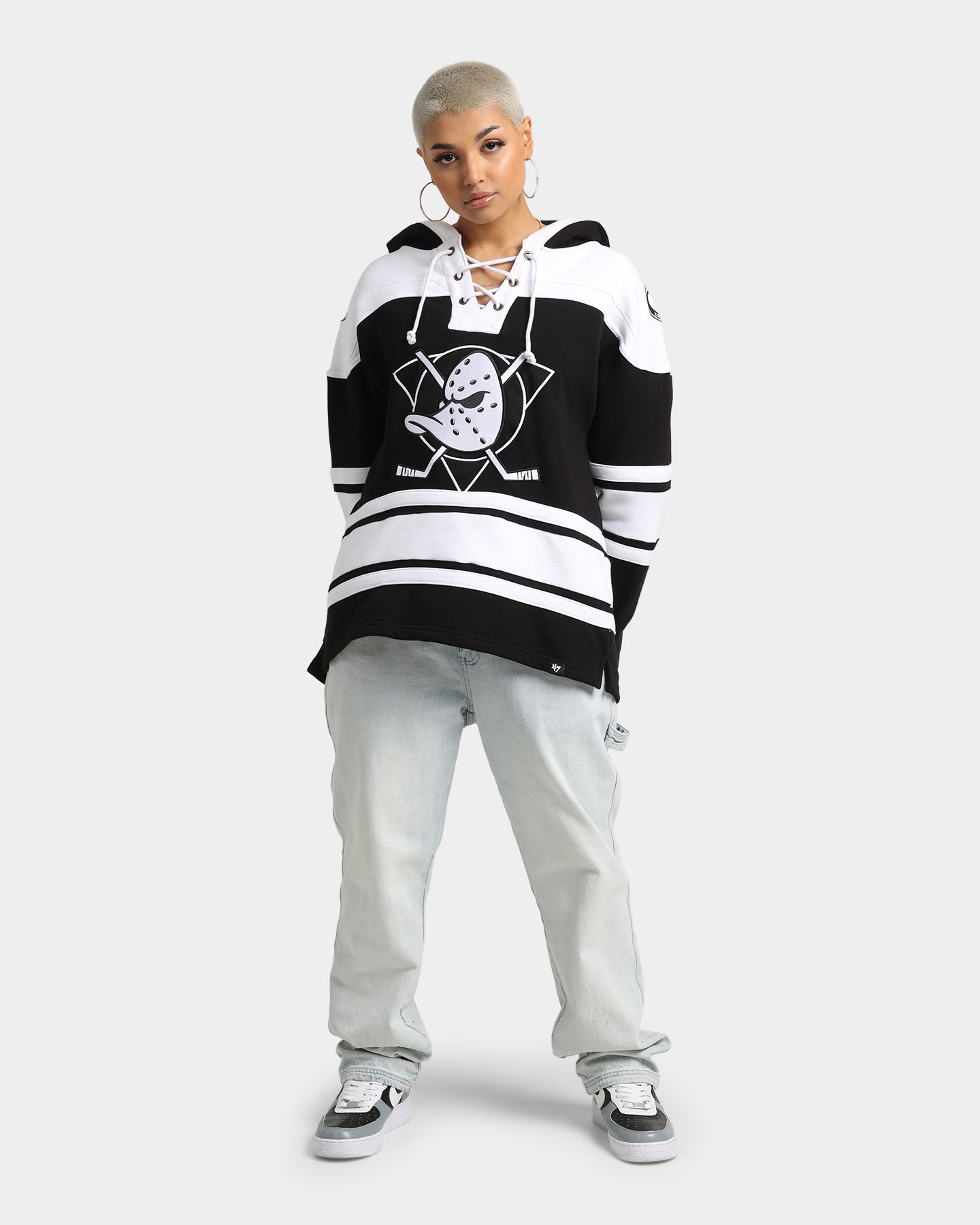 47 Brand Anaheim Ducks NHL Superior '47 Lacer Hoodie - Jet Black Men's Pullover Sweatshirt for Hockey Fans & Streetwear Fashion | Game Day & Casual Wear