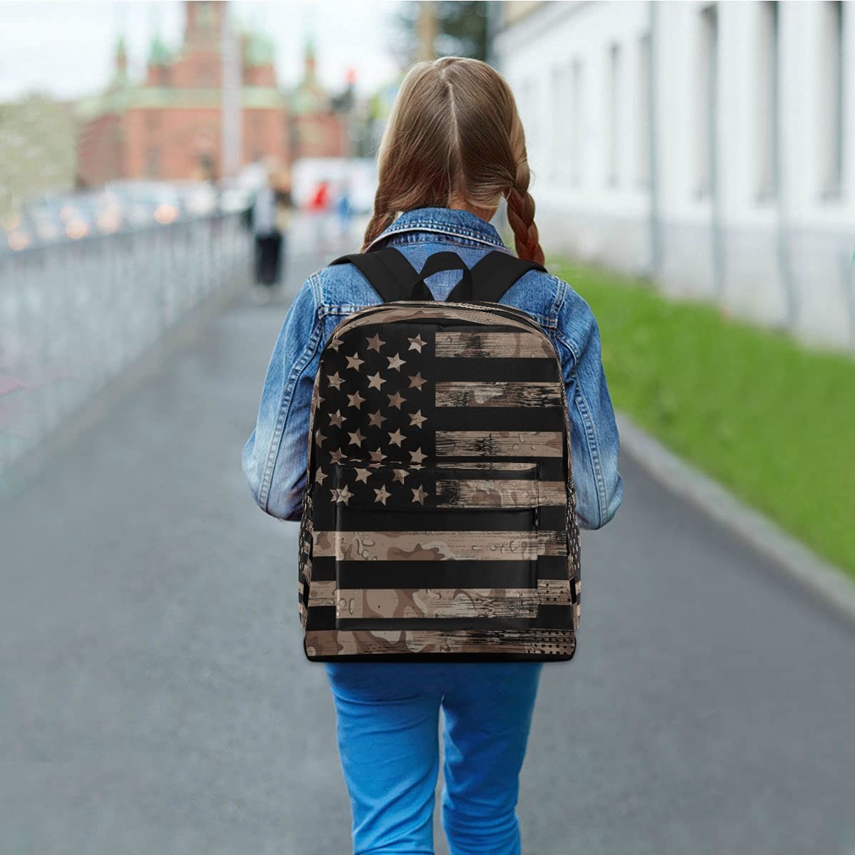 Lightweight USA Flag & Desert Camouflage Backpack for Men & Women - Durable Travel Rucksack for School, College Students & Teens - Perfect for Hiking, Camping & Daily Commute