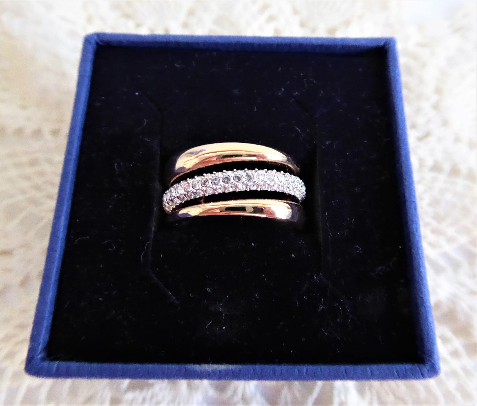 Swarovski Exact Ring Entwined CZ & Rose Gold Plated Stackable Rings Set with Original Box - Perfect for Weddings, Anniversaries & Special Occasions