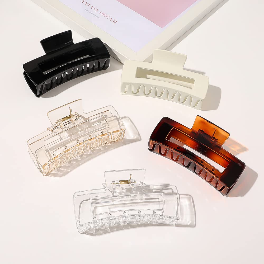 AITIN Large Square Hair Claw Clip - 6pc Strong Hold Hair Clutcher for Women & Girls - Perfect for Long Hair Styling