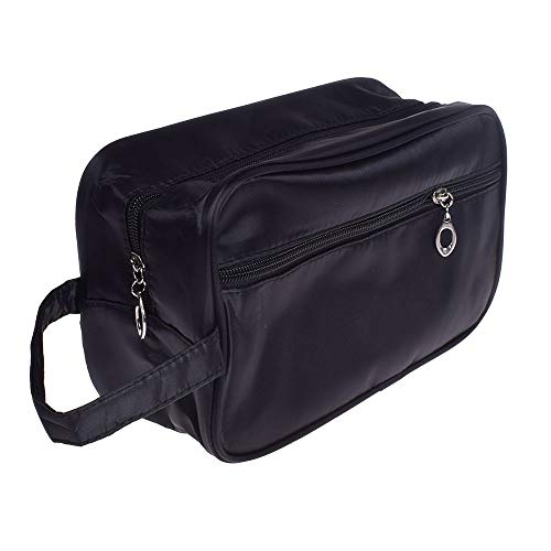 NUOMI Black Waterproof Toiletry Bag Organizer for Men & Women - Travel Cosmetic Makeup Bag with Zipper, Nylon Bathroom Essentials Pouch - Perfect for Gym, Vacation, Camping & Business Trips