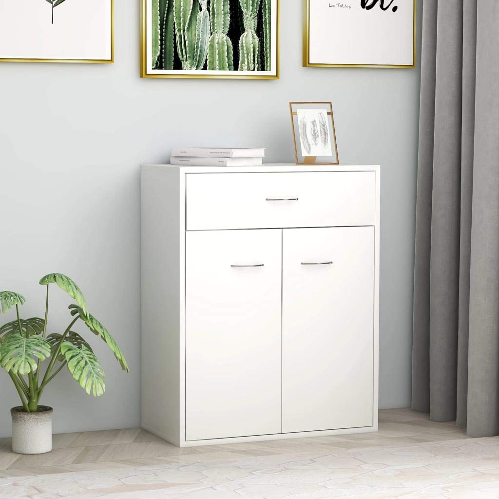 Modern White Sideboard Table with Drawer - 23.6