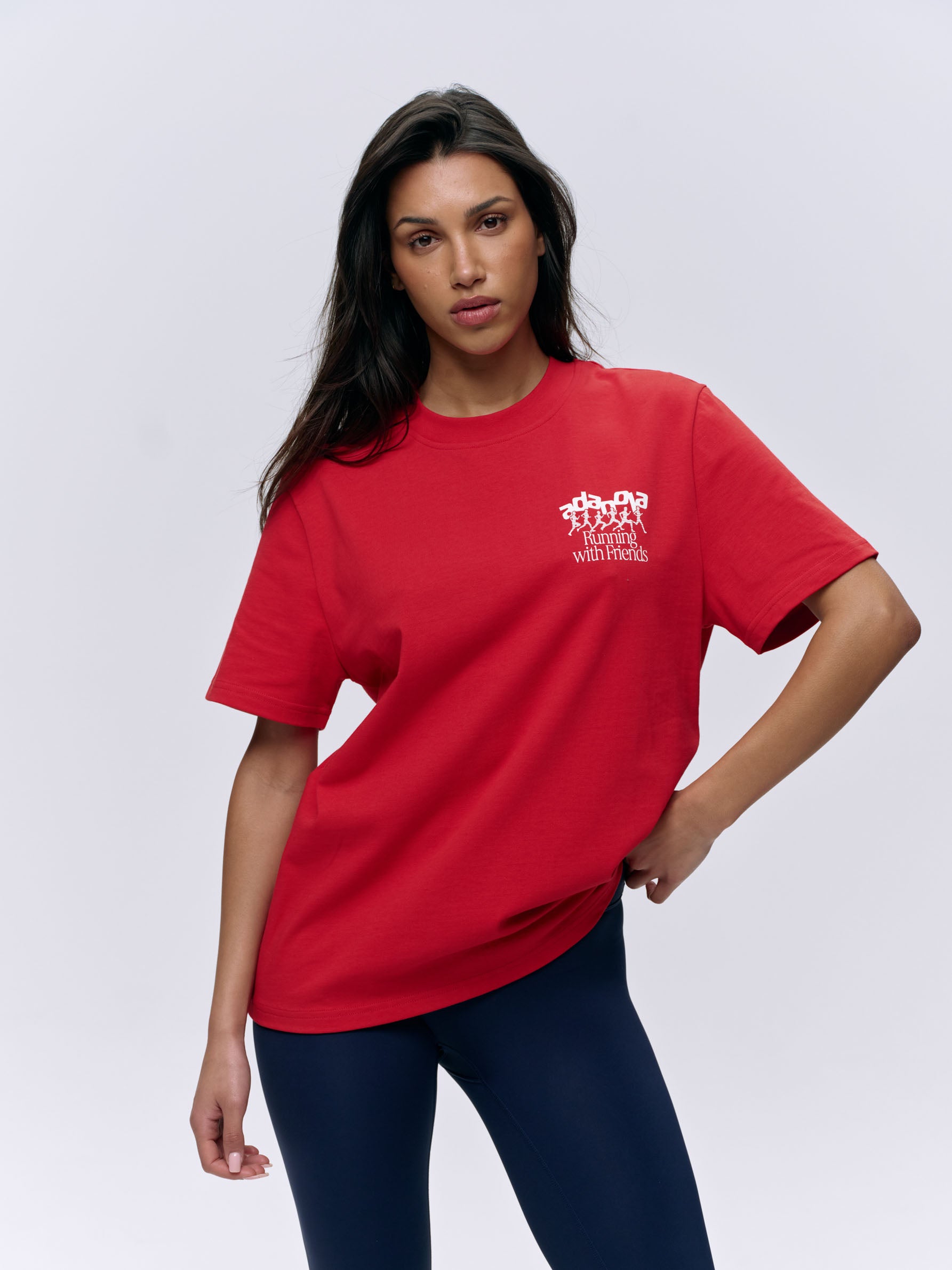 Breathable Oversized Short Sleeve Running T-Shirt for Men & Women - Classic Red/White - Perfect for Jogging, Gym Workouts and Casual Wear