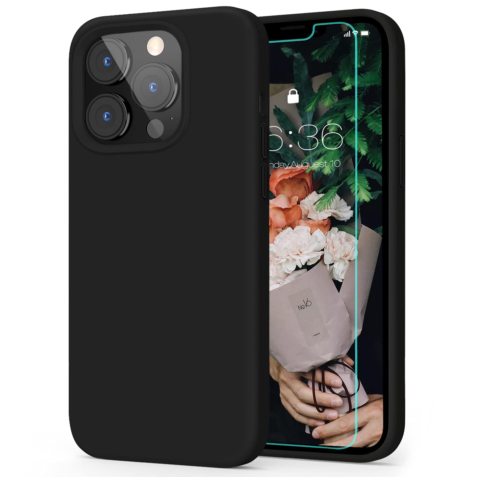 MILPROX iPhone 13 Pro Max Case (2021) 6.7 Inch - Shockproof Silicone Cover with Screen Protector & Soft Microfiber Lining | Protective Gel Bumper Case for iPhone 13 Pro Max - Black | Perfect for Outdoor Activities, Travel & Daily Protection