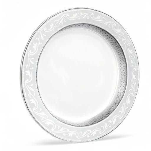 Noritake Crestwood Platinum Accent Plate - 9 Inch Elegant Dinnerware for Fine Dining & Special Occasions - Perfect for Weddings, Anniversaries & Holiday Tablescapes
