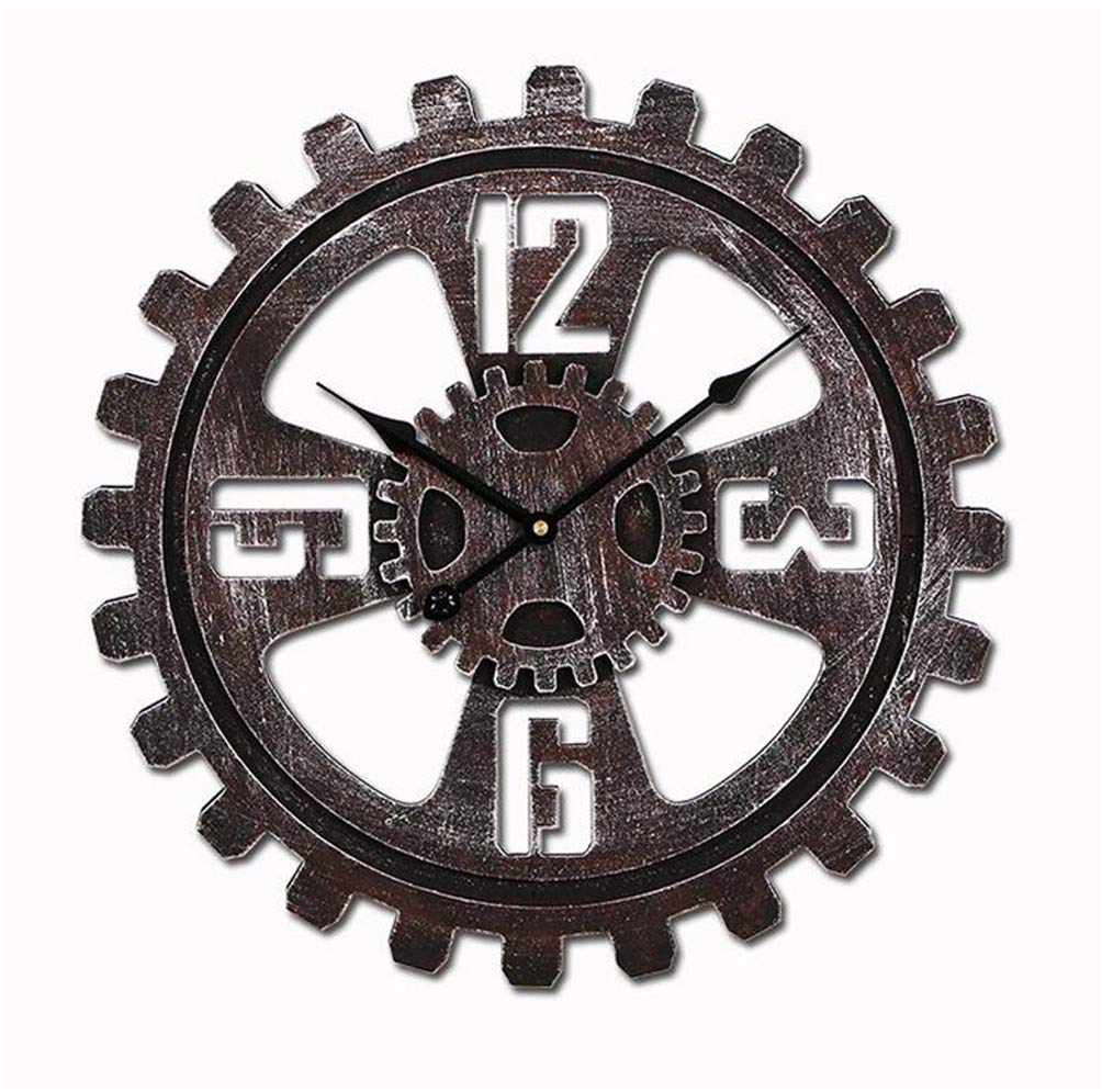 Vintage Steampunk Industrial Wall Clock - Silent Non-Ticking Handmade MDF Gear Clock for Home & Office Decor (45cm/17.7