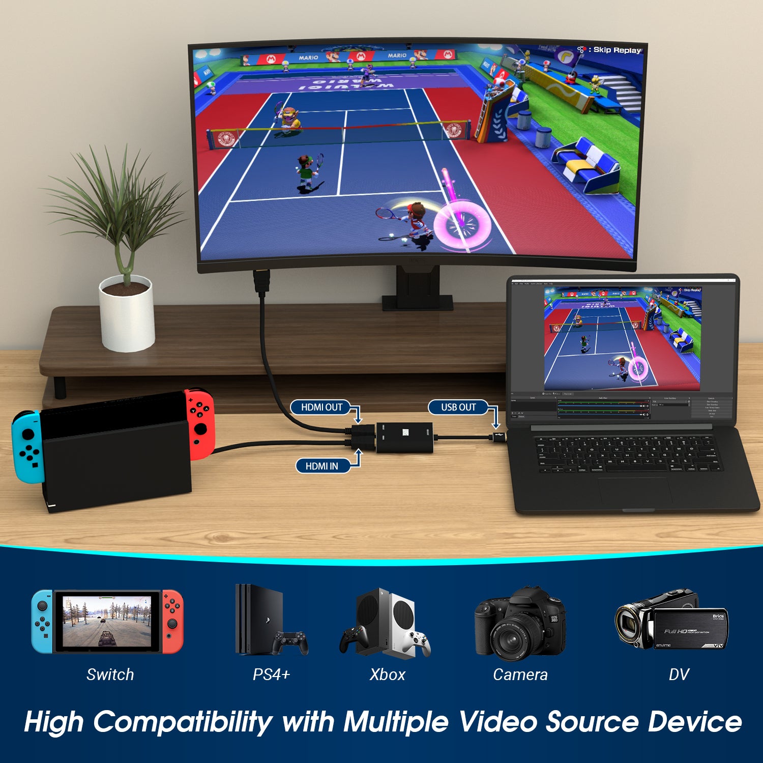 August VGB500 HDMI Passthrough Video Capture Card for OBS Game Streaming & Recording on PC | 1080p HD Video Capture Device | Perfect for Live Streaming, Gaming, YouTube Content Creation [Refurbished]