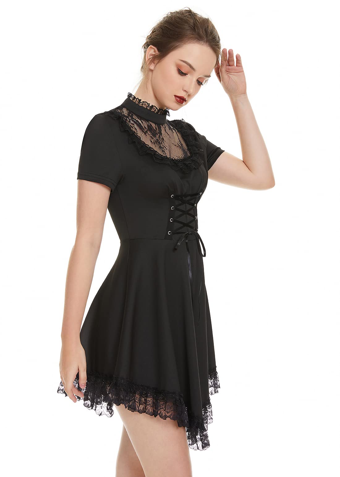 Gothic Lace-up Dress for Women - Vintage Grunge Little Black Dress | Gothic Fashion, Halloween Costume, Party Wear, Dark Aesthetic Outfit