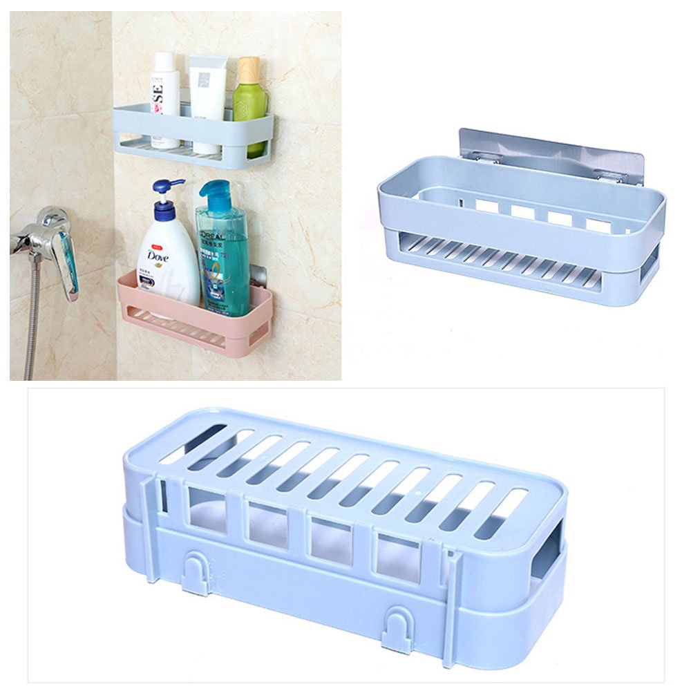 Everyfit Bathroom Storage Rack - Wall Mounted Shower Caddy & Kitchen Organizer with Basket, Plastic Corner Shelves for Bathroom & Shower (Green) - Perfect for Small Spaces, Dorm Rooms & Apartment Living