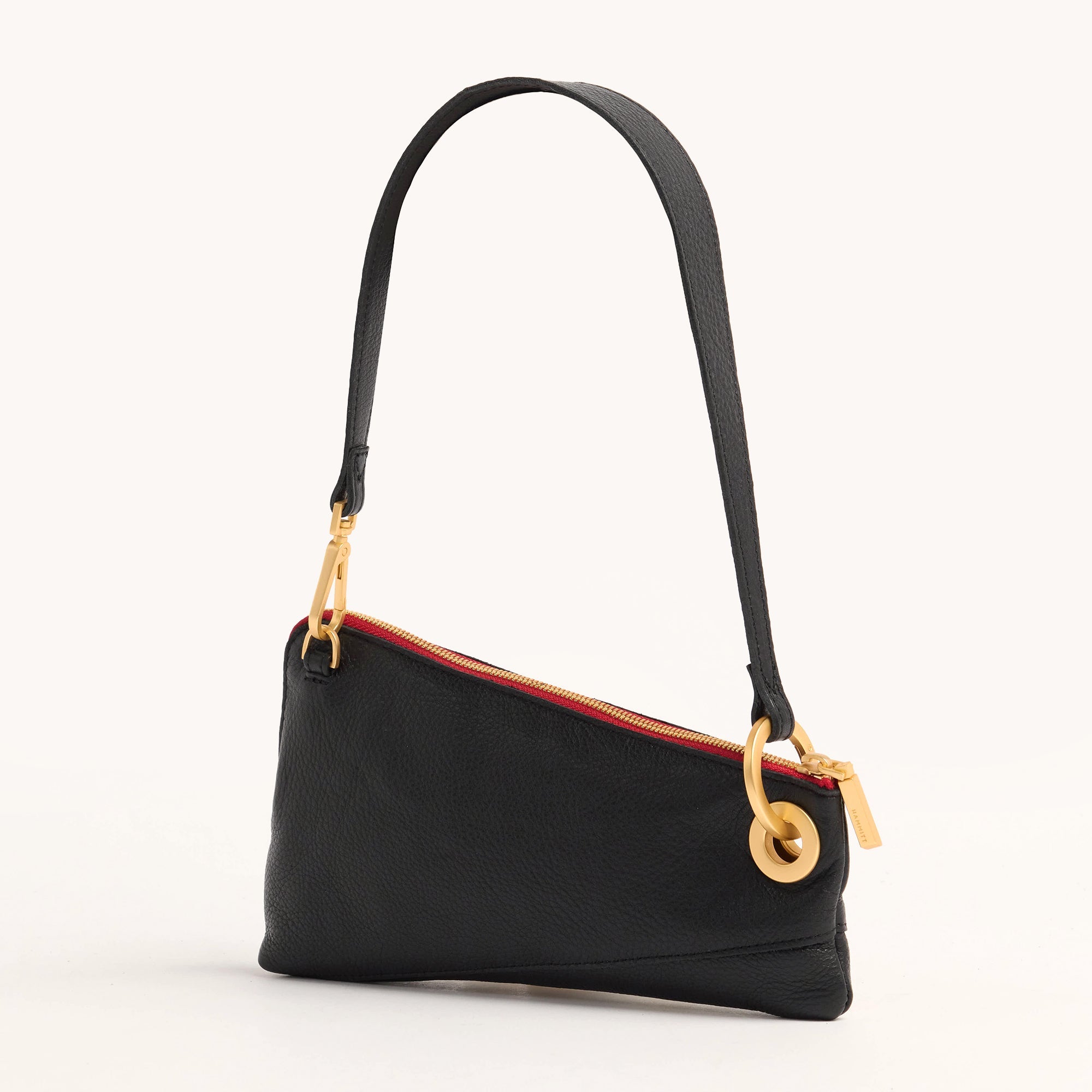 Nash Pochette Handbag - Black with Brushed Gold Red Zip Closure | Stylish Crossbody Bag for Women, Perfect for Parties, Dates & Everyday Use