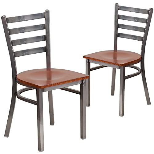 Cherry Wood Seat/Clear Coated Metal Frame