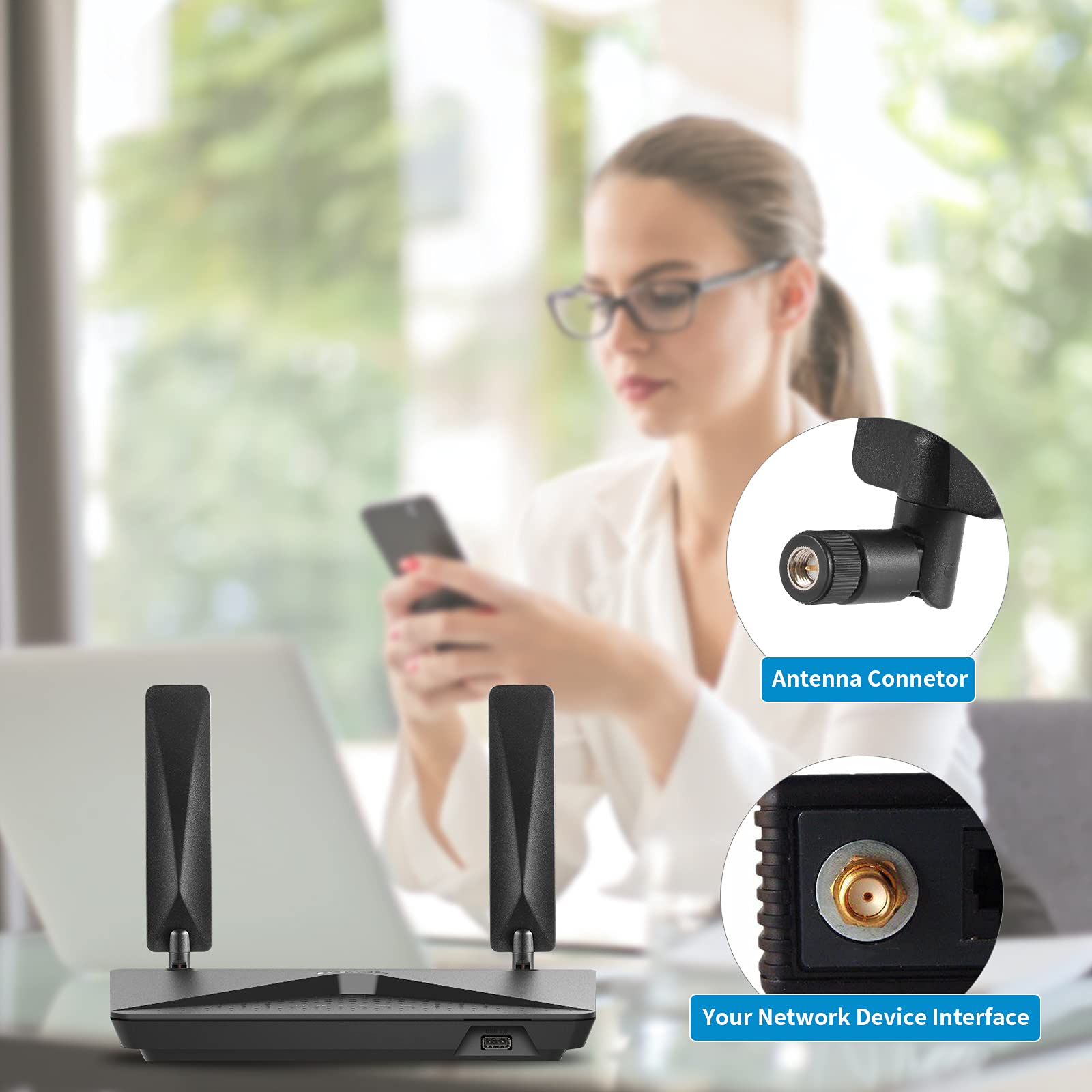 4G LTE 9dBi SMA Male Universal Wide Band Omni Directional Antenna - Compatible with Wireless Routers, Mobile Hotspots & Home Phones | Perfect for Rural Areas, RVs & Off-Grid Connectivity (2-Pack)