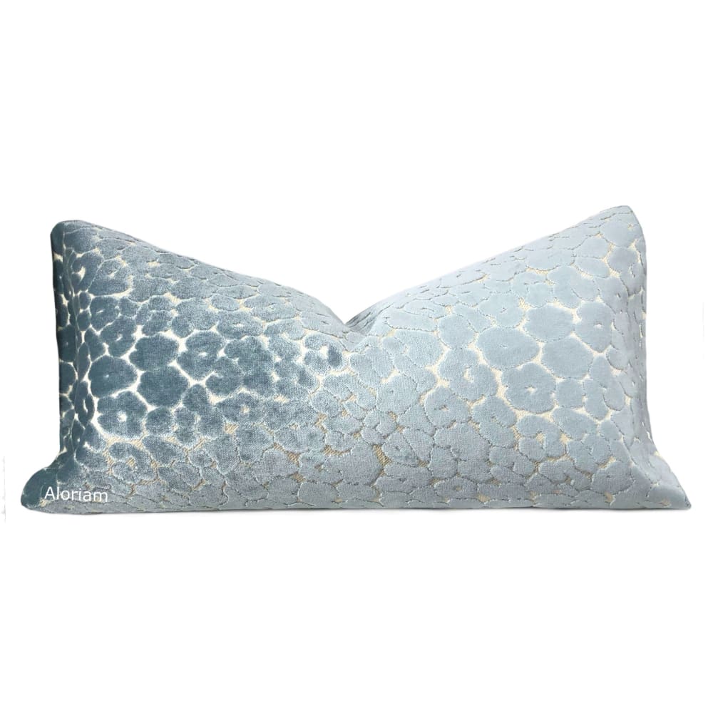 Phoebe Spa Blue Leopard Velvet Pillow Cover - Soft Decorative Throw Pillow Case for Sofa, Bed, Couch - Home Decor & Gift Idea for Women