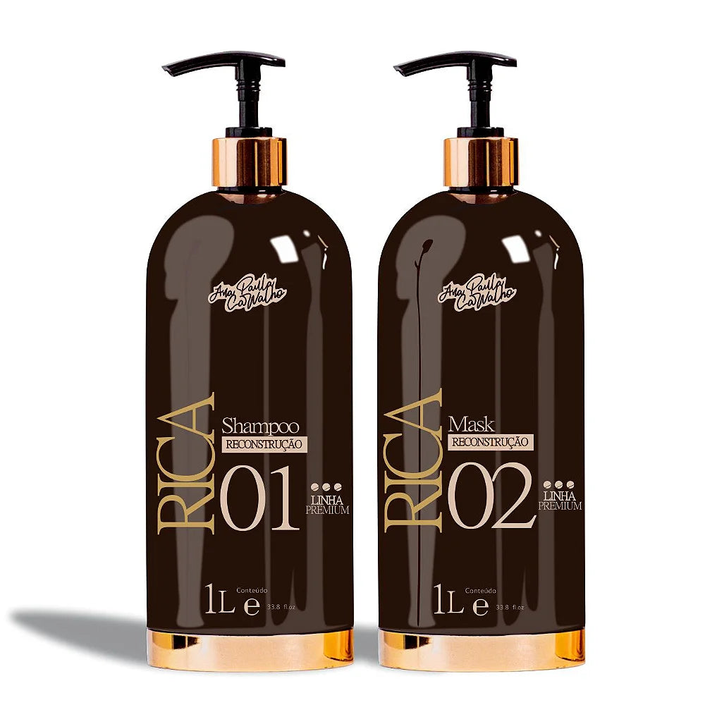 Ana Paula Carvalho Rica Treatment Kit - 2 Pack (2 x 33.8 fl oz) | Deep Hydrating Hair Mask & Conditioner Set for Dry, Damaged Hair - Salon Quality Treatment at Home