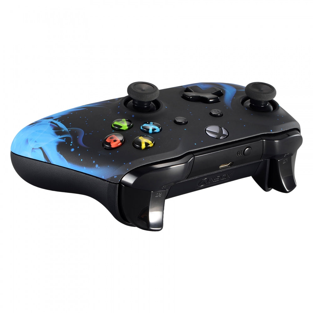 ExtremeRate Blue Flame Soft Touch Faceplate Cover & Front Housing Shell - Comfortable Grip Replacement Kit for Microsoft Xbox One X & One S Controller (SXOFT12X) - Perfect for Gaming, Streaming & Esports Tournaments