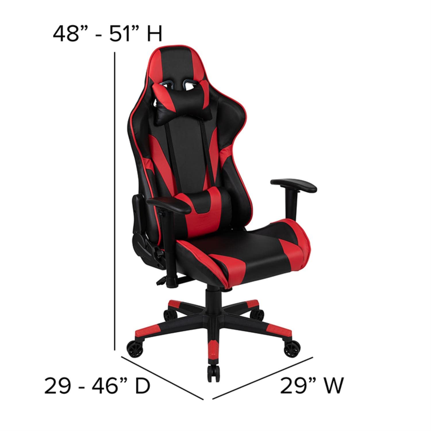 Flash Furniture Optis Black Gaming Desk & Red/Black Reclining Gaming Chair Set with Cup Holder, Headphone Hook & Monitor Stand - Ergonomic PC Gaming Setup for Home Office, Streaming & Esports